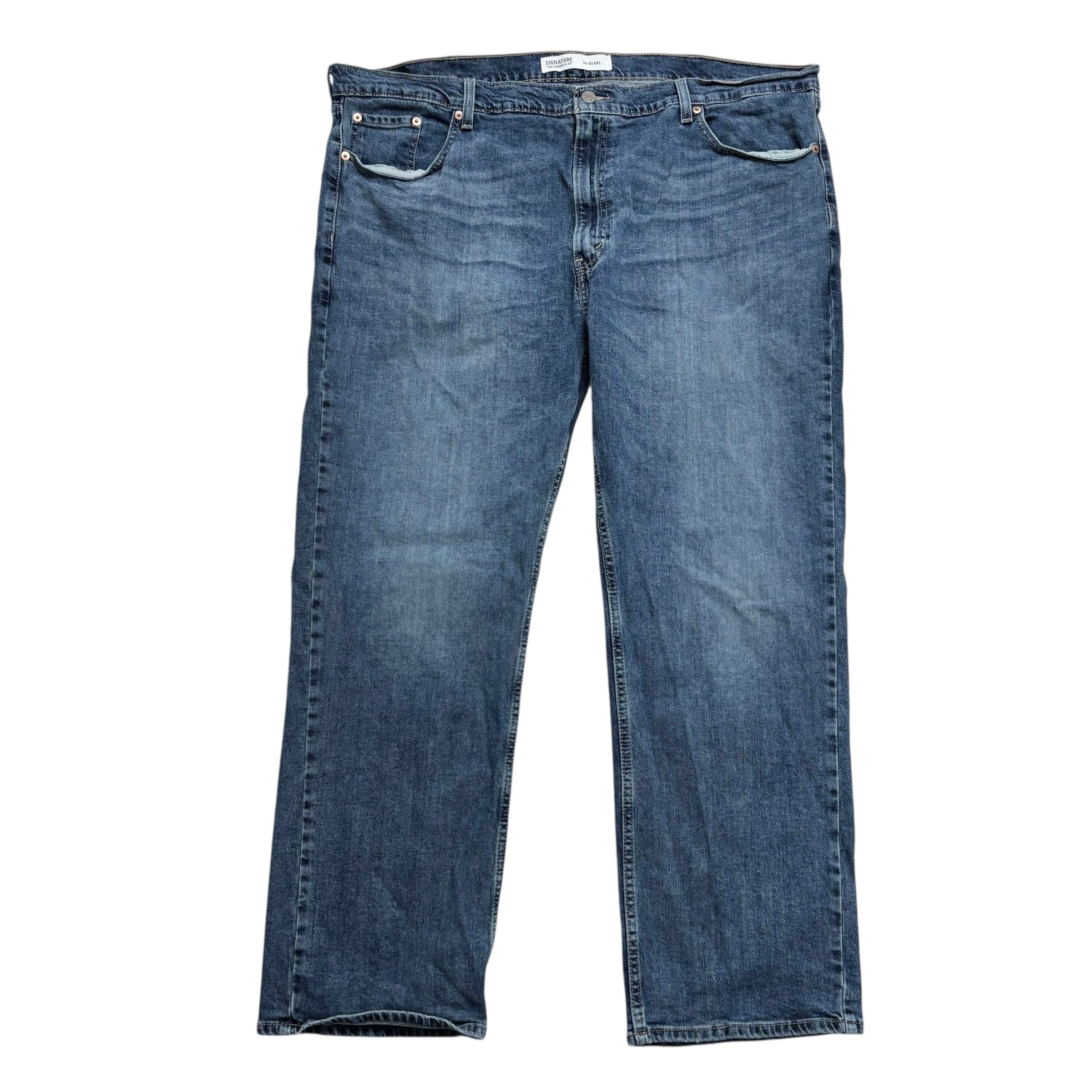 Levis Signature Jeans W46 L30 Mens Mid Blue Relaxed Fit Stretch Denim (E)