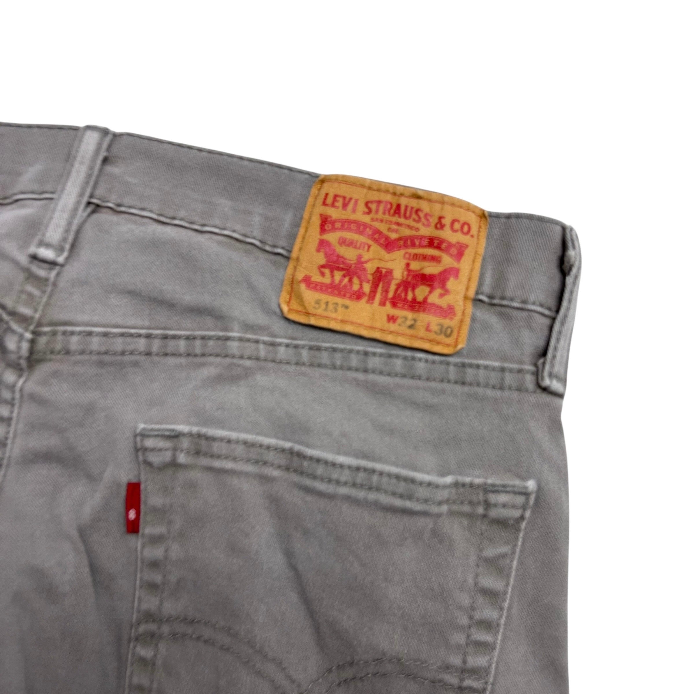 Levis 513 Jeans W32 L30 Mens Grey Slim Straight Fit Stretch Denim