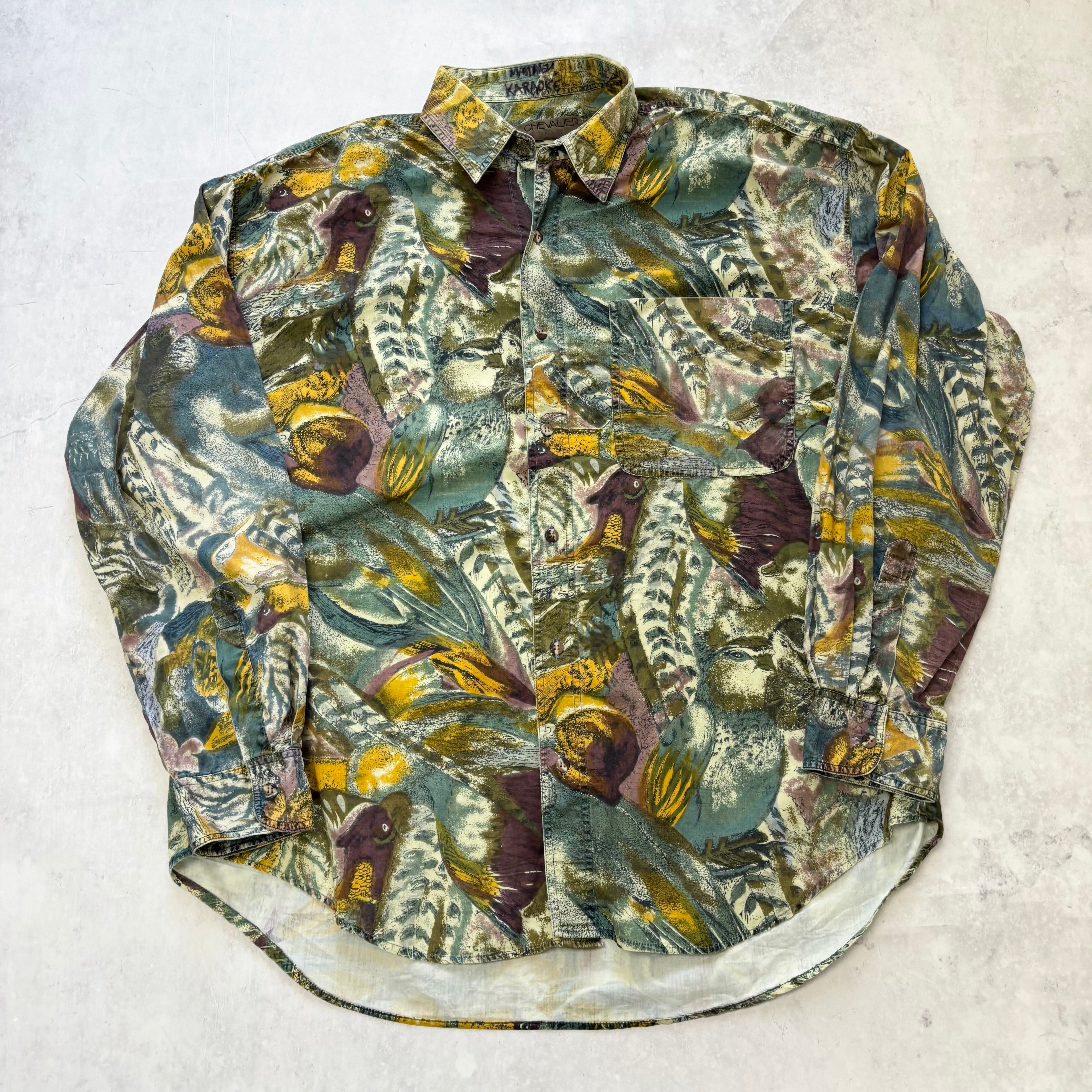 Vintage Shirt Mens XL Multicoloured Long Sleeve Pattern Art Abstract (E)