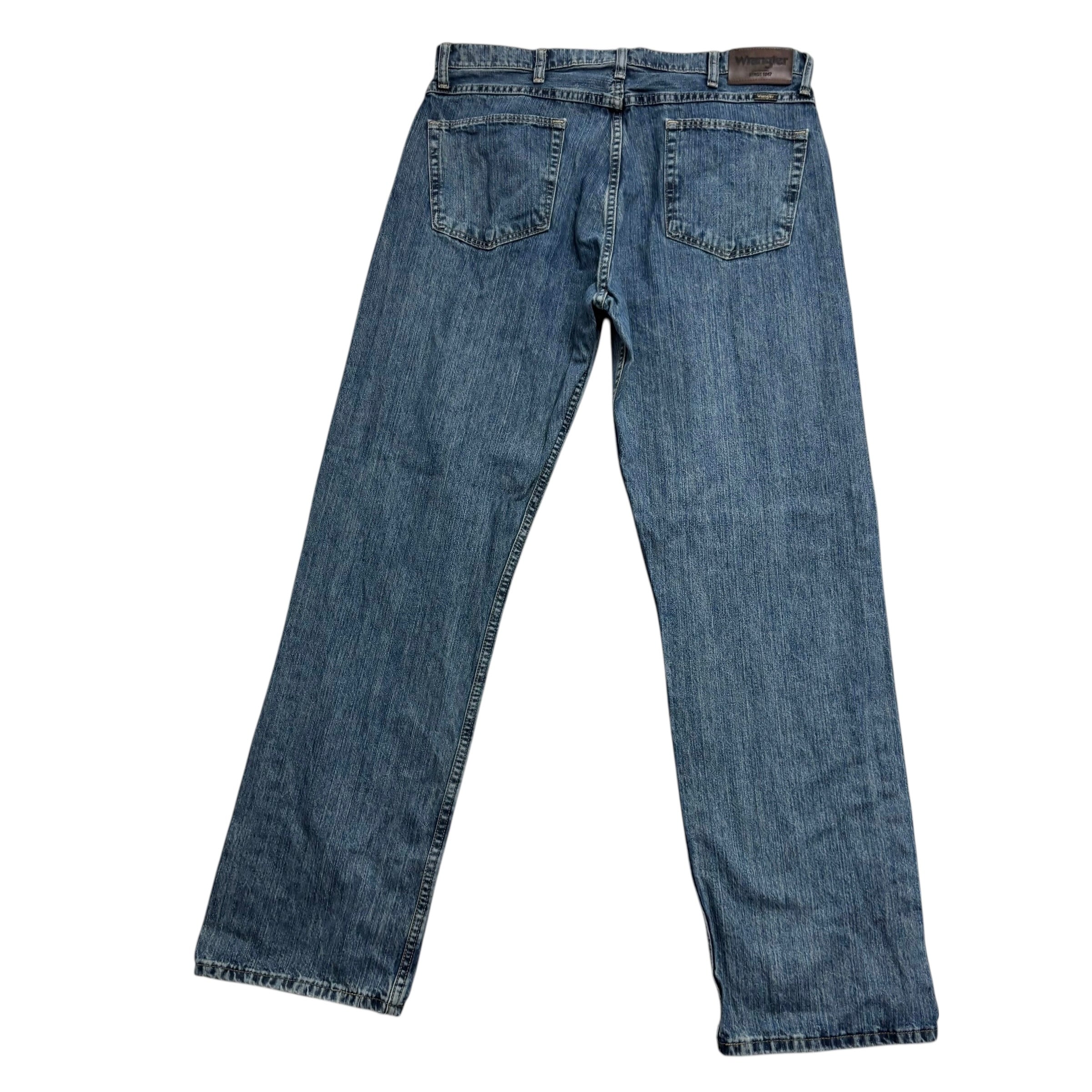 Wrangler Jeans W34 L33 Mens Mid Blue Baggy Relaxed Straight Fit Denim