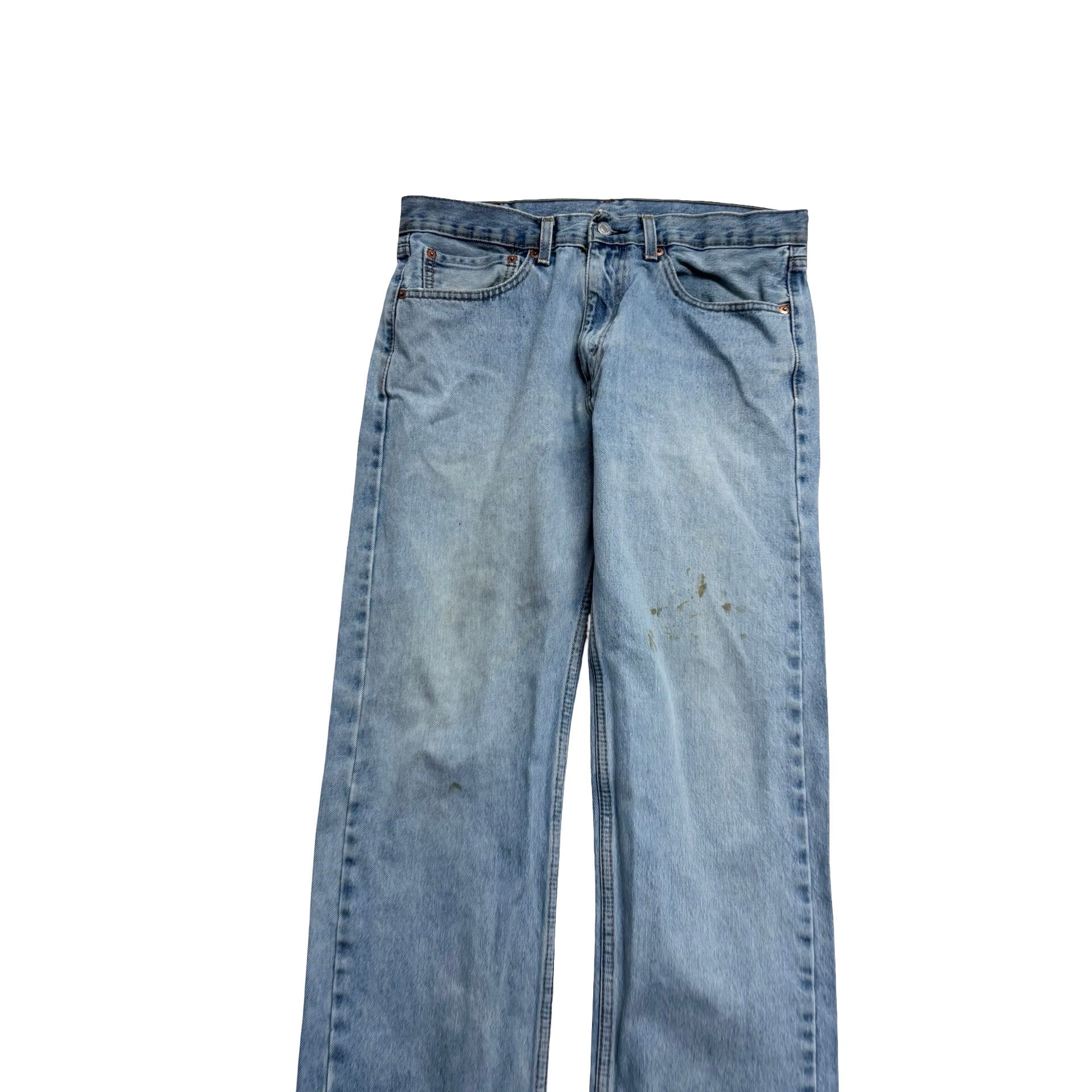 Levis 505 Jeans W34 L30 Mens Light Blue Regular Straight Fit Denim (F)