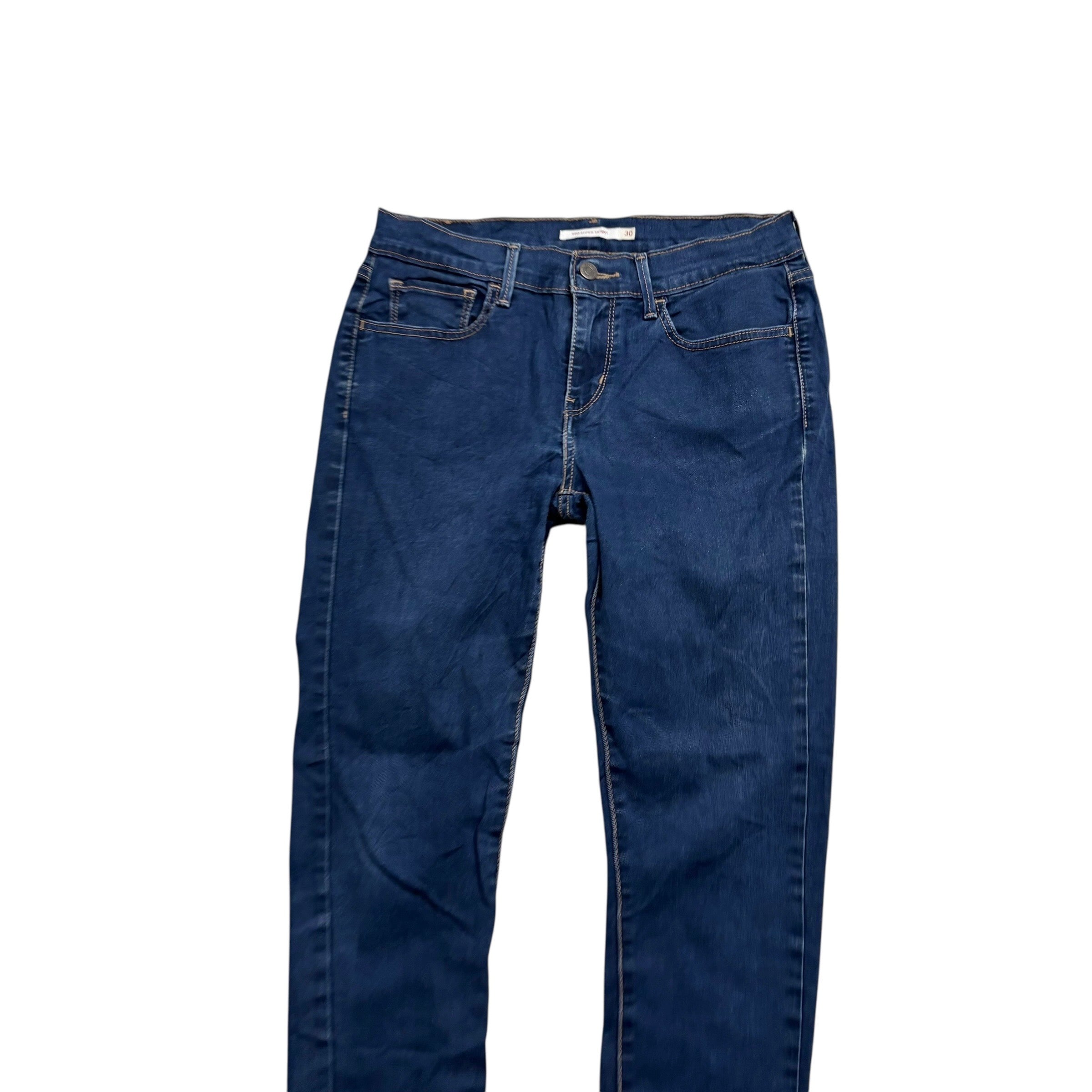 Levis 710 Jeans W30 L30 Womens Super Skinny Fit Dark Blue Stretch Denim (E)