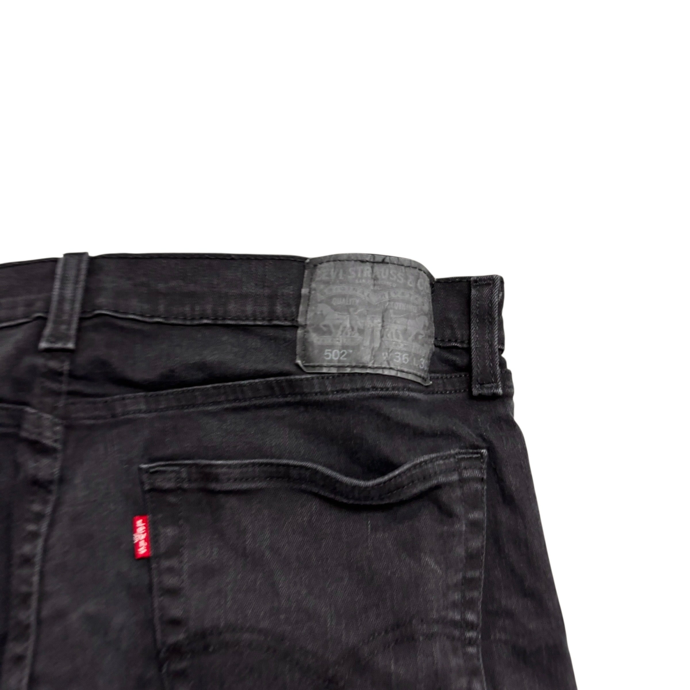 Levis 502 Jeans W36 L29 Mens Black Regular Tapered Fit Stretch Denim (E)