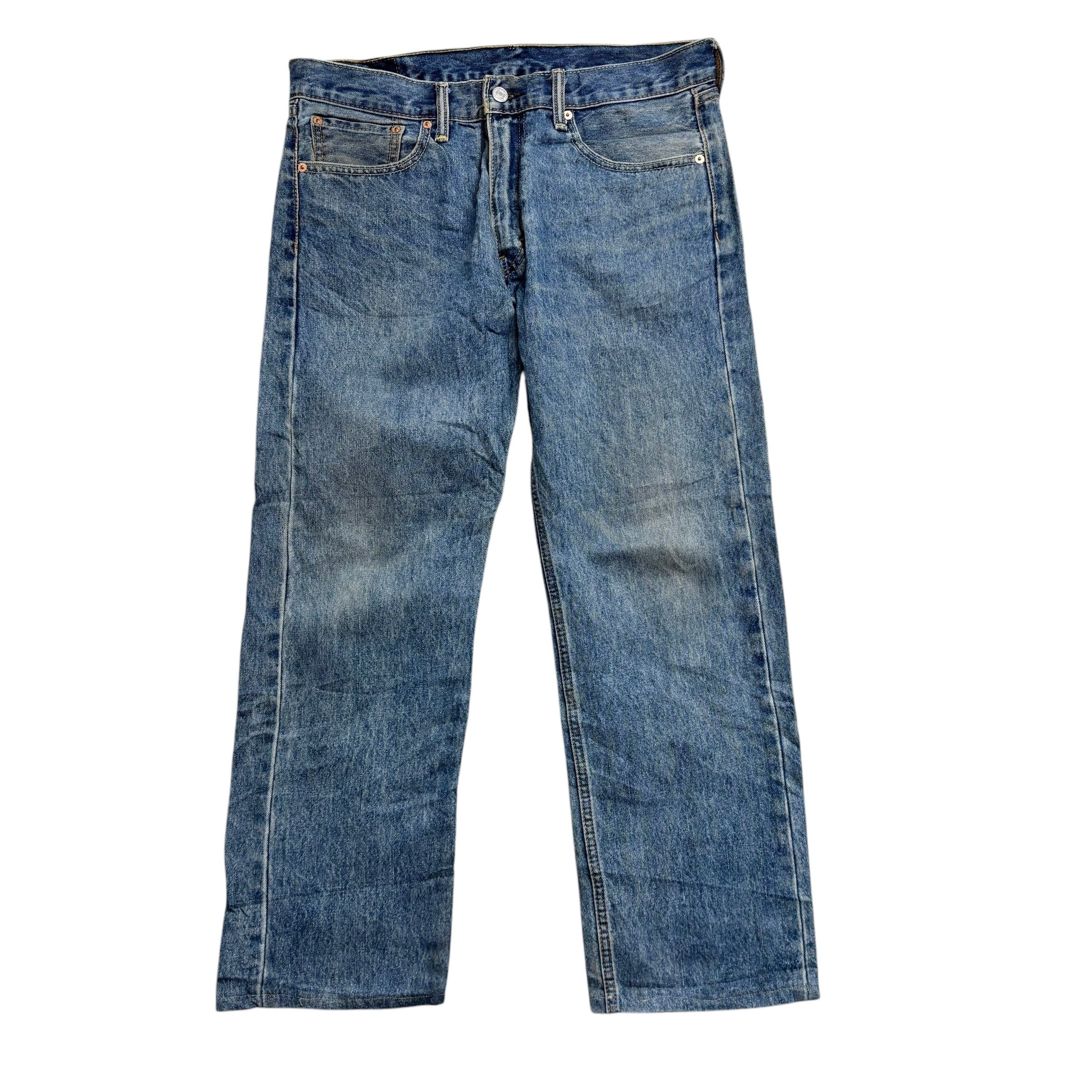 Levis 505 Jeans W33 L27 Mens Mid Blue Regular Straight Fit Denim