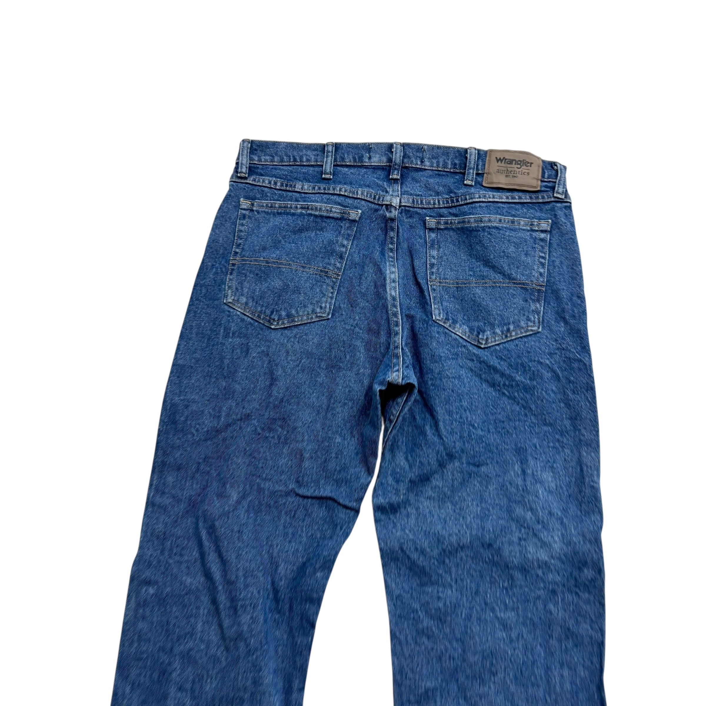 Wrangler Jeans W34 L29 Mens Mid Blue Regular Straight Fit Stretch Denim (E)