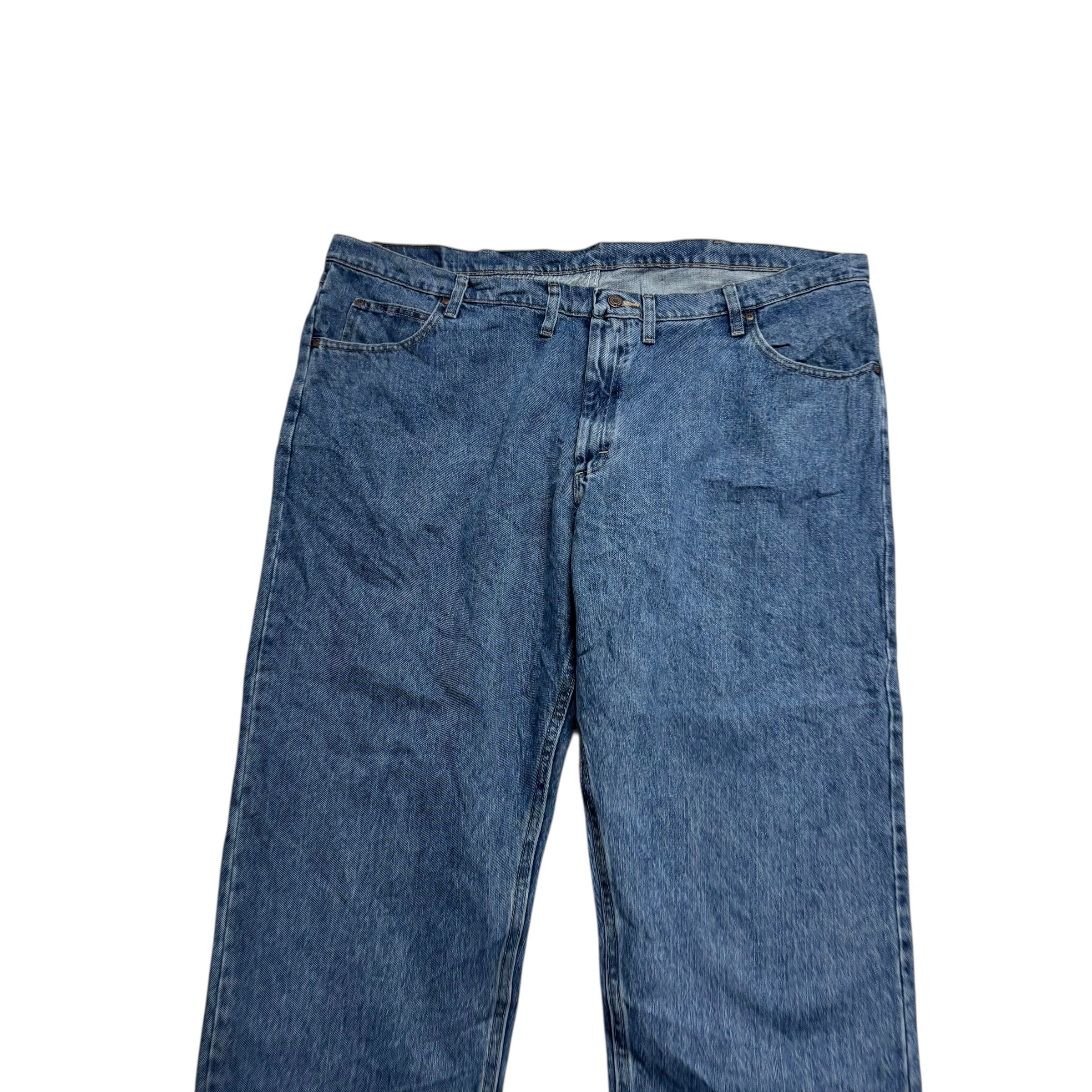 Wrangler Jeans W46 L29 Mens Mid Blue Relaxed Straight Fit Denim (E)