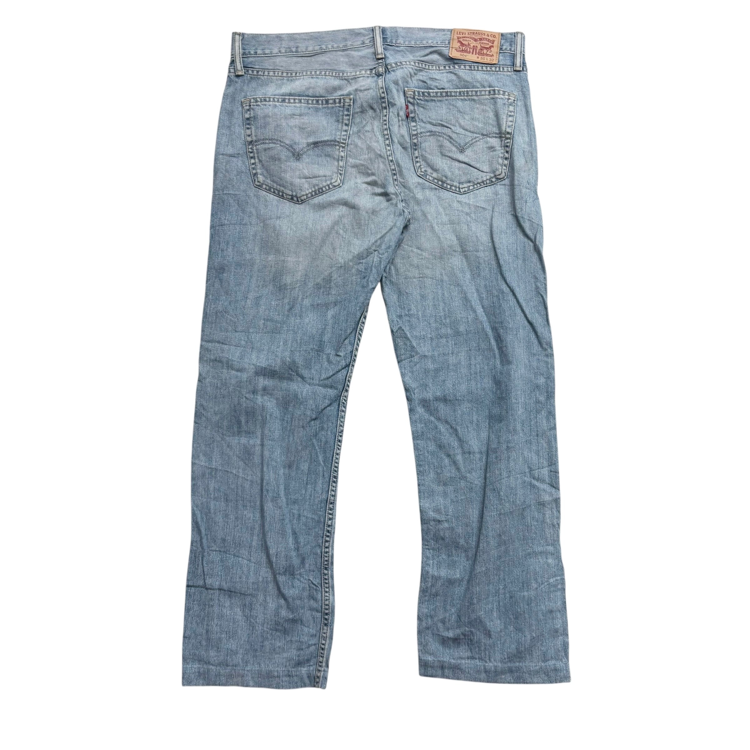 Levis 504 Jeans W36 L30 Mens Light Blue Regular Straight Fit Denim