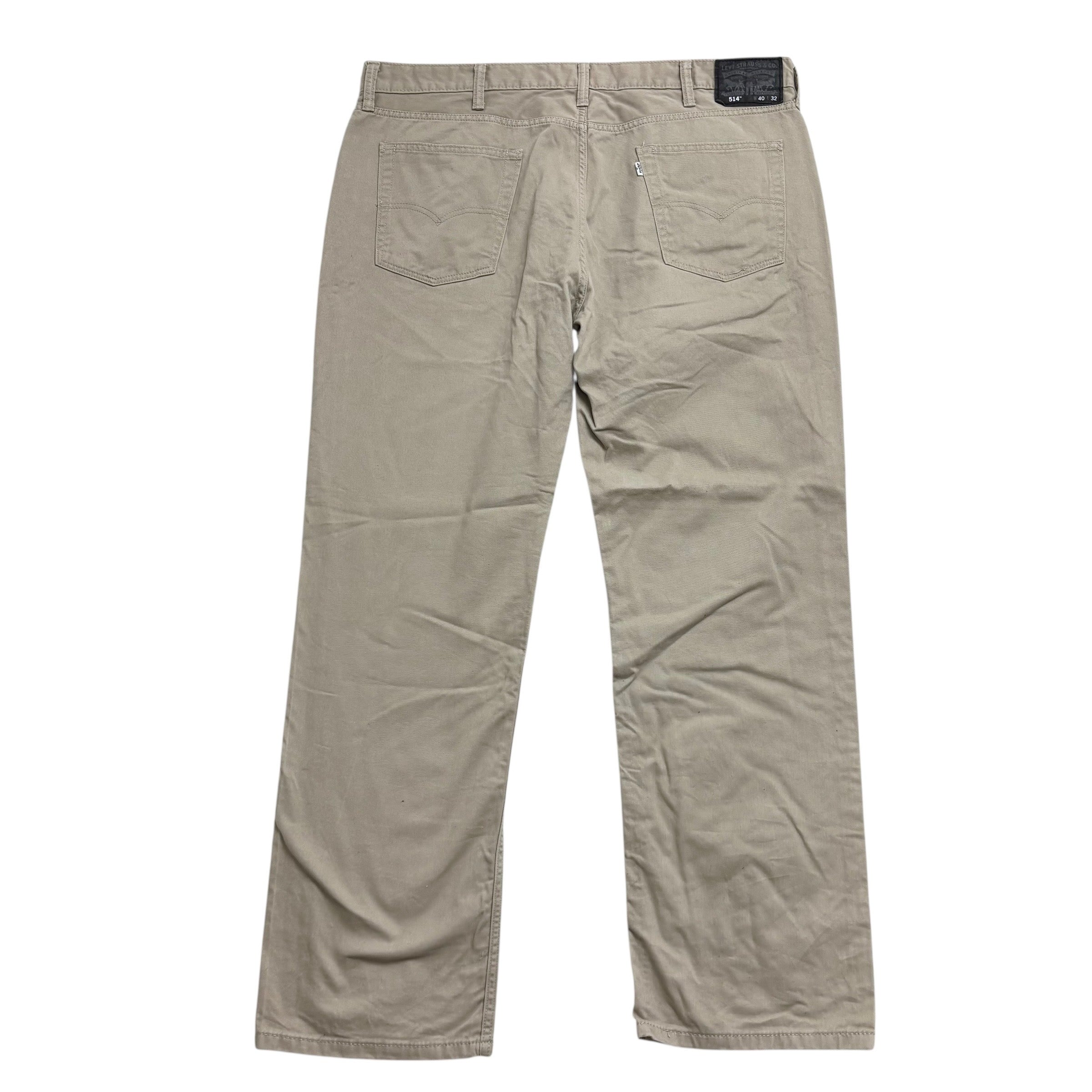 Levis 514 Trousers W40 L32 Mens Cream Regular Straight Fit Cotton Pants (E)