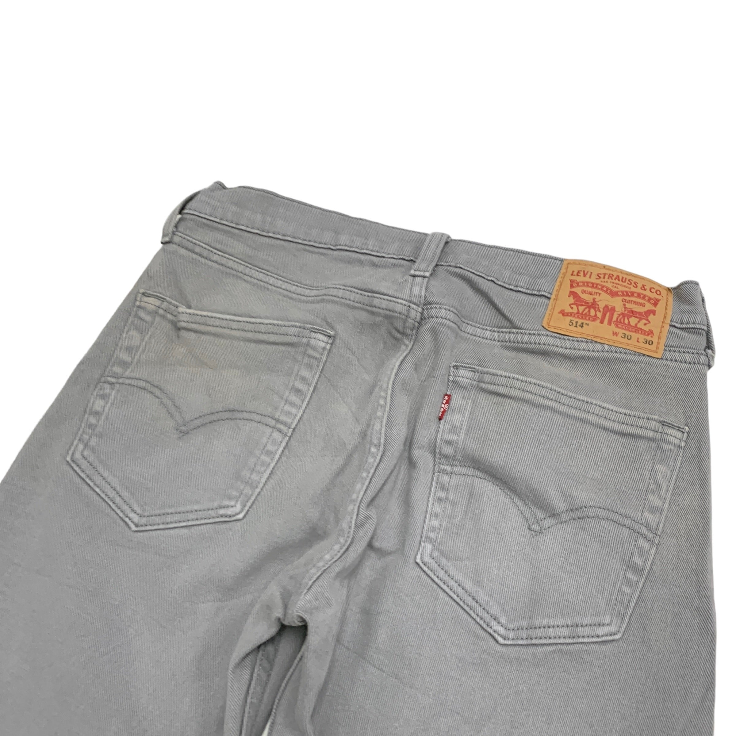 Levis 514 Jeans W30 L30 Mens Grey Regular Straight Fit Stretch Denim