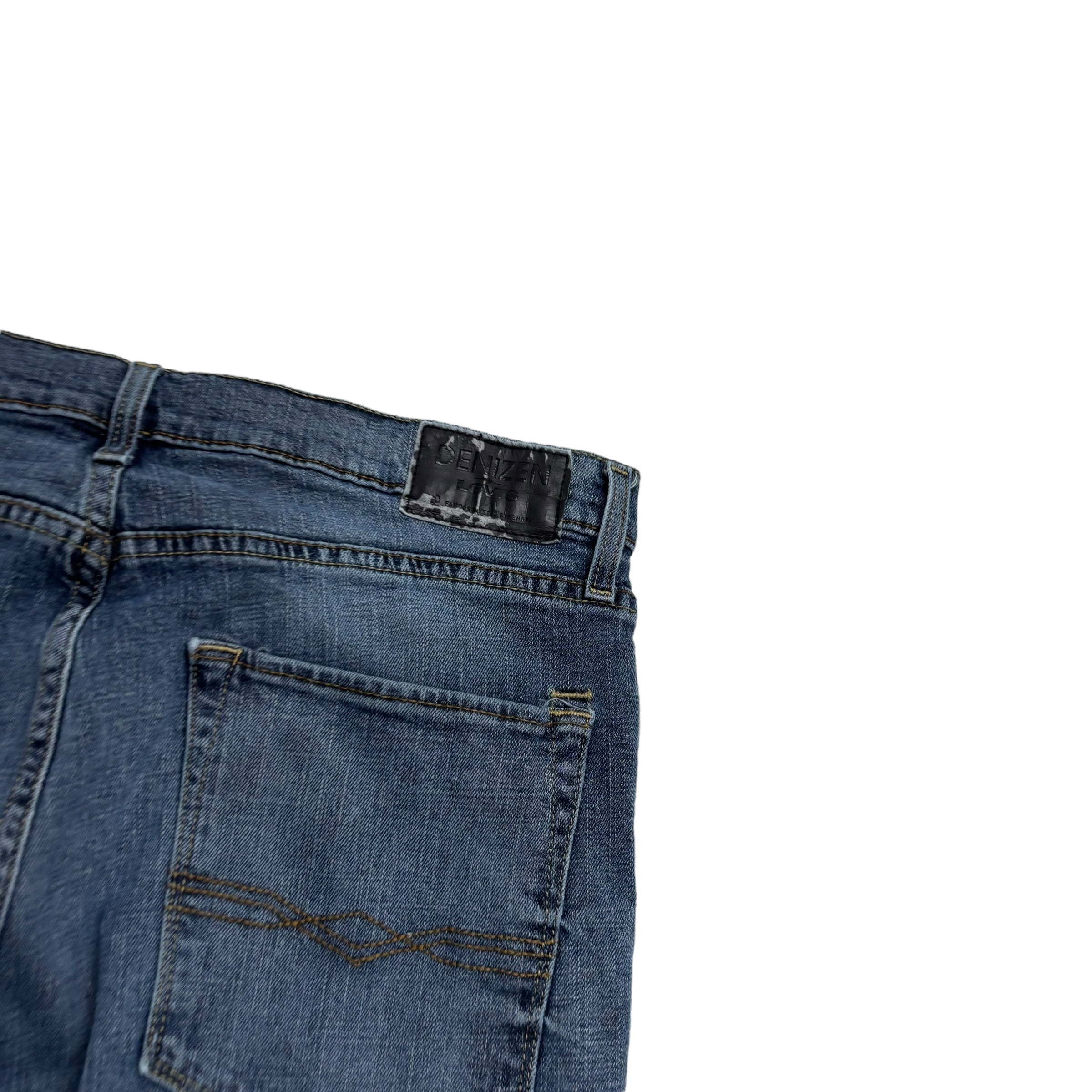 Levis Denizen Jeans W34 L34 Mens Mid Blue Slim Straight Fit Stretch Denim (E)