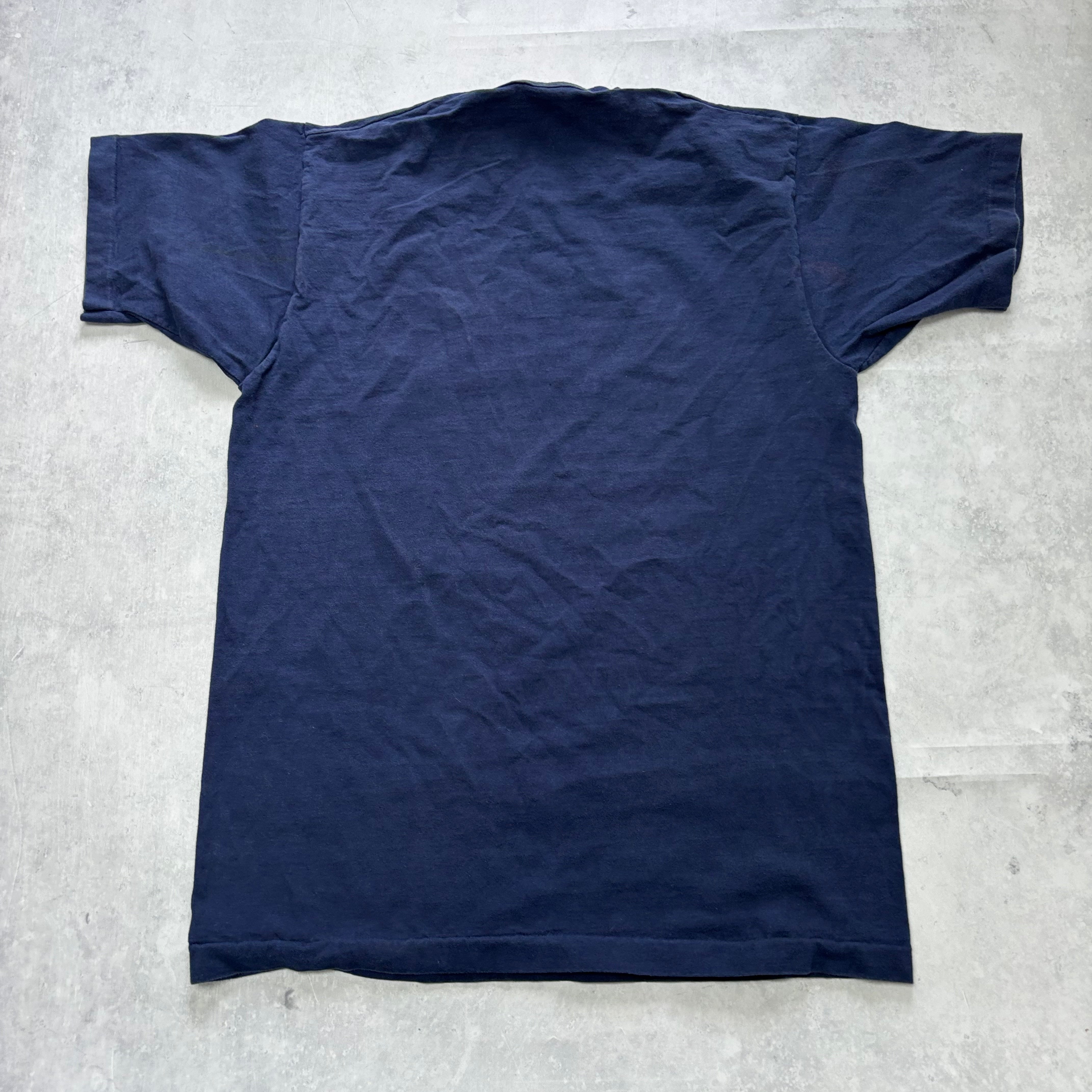 Vintage T Shirt Mens Large Navy Blue Single Stitch Graphic Print 90s USA Tourist (F)