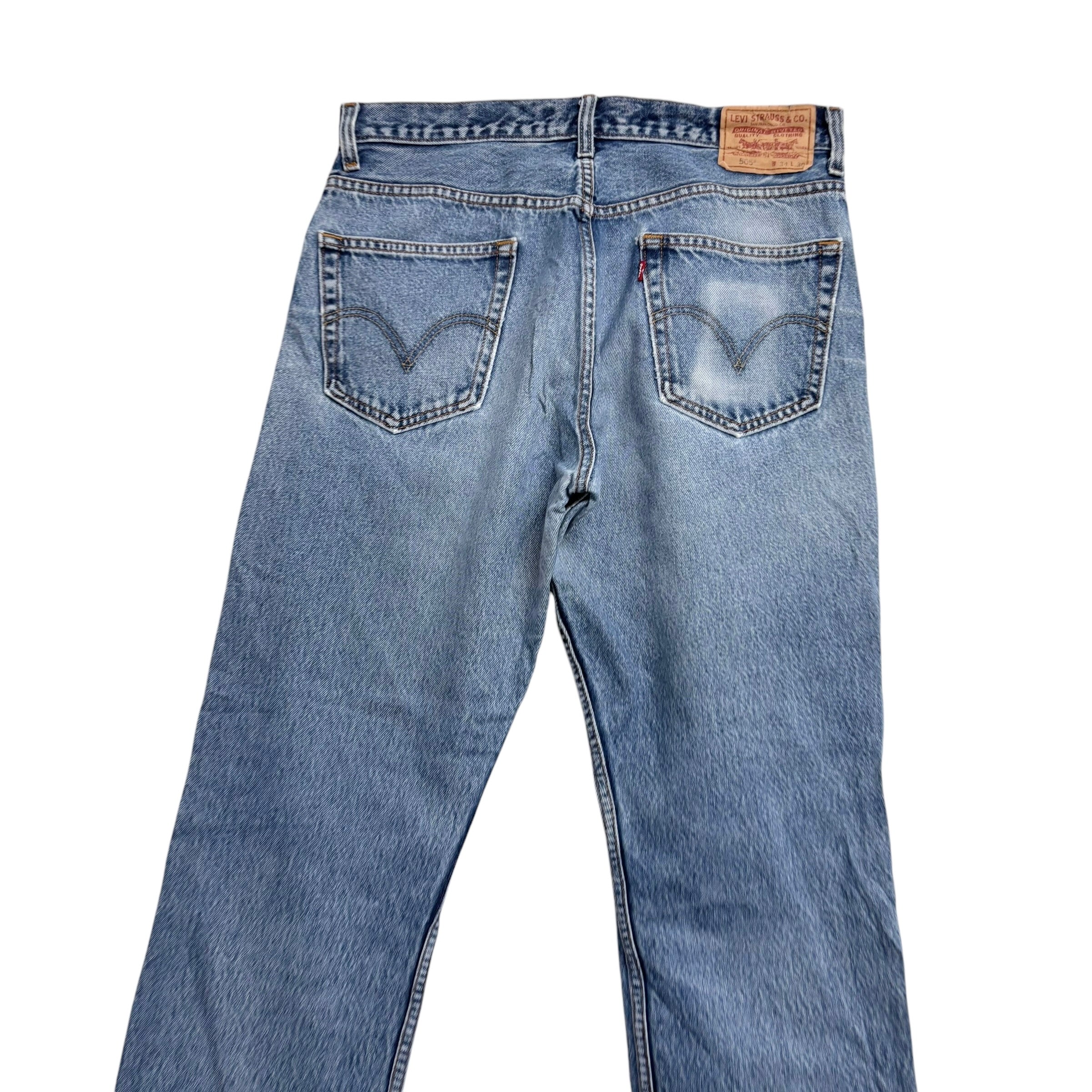 Levis 505 Jeans W34 L30 Mens Mid Blue Regular Straight Fit Vintage Denim