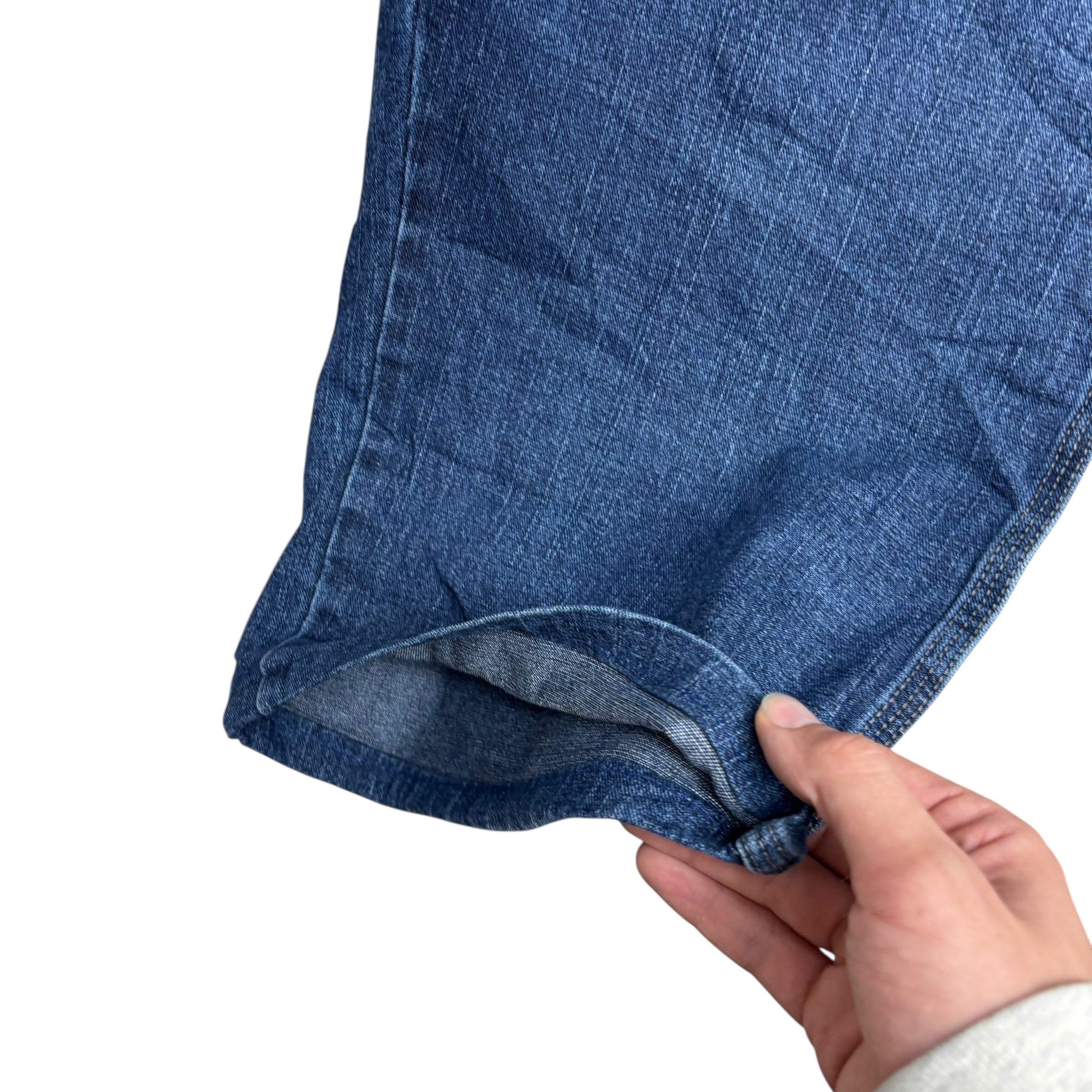 Wrangler Carpenter Jeans W44 L25 Mens Dark Blue Relaxed Straight Fit Stretch