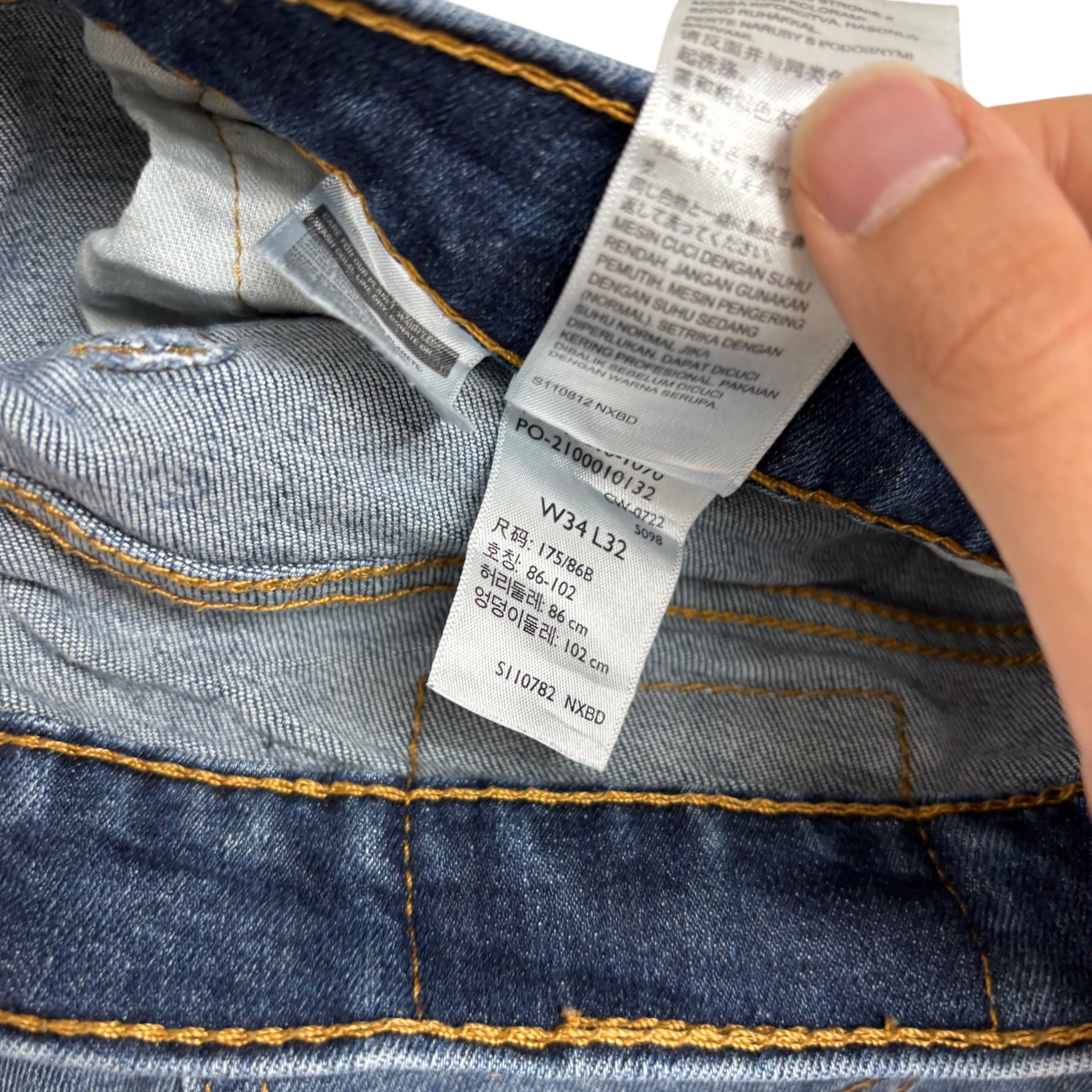 Levis 510 Jeans W34 L32 Mens Mid Blue Skinny Fit Stretch Denim