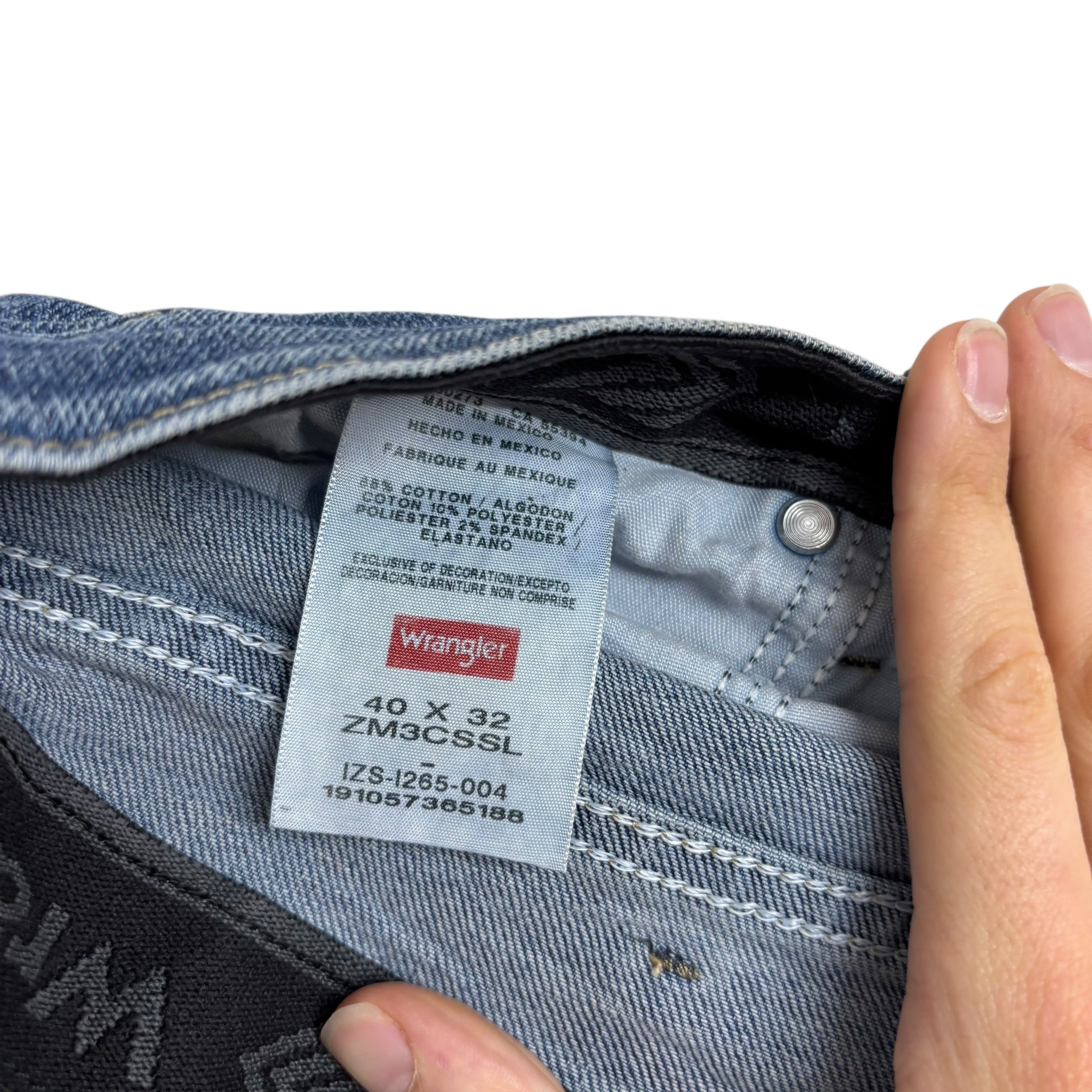 Wrangler Jeans W42 L32 Mens Mid Blue Regular Straight Fit Stretch Denim (E)