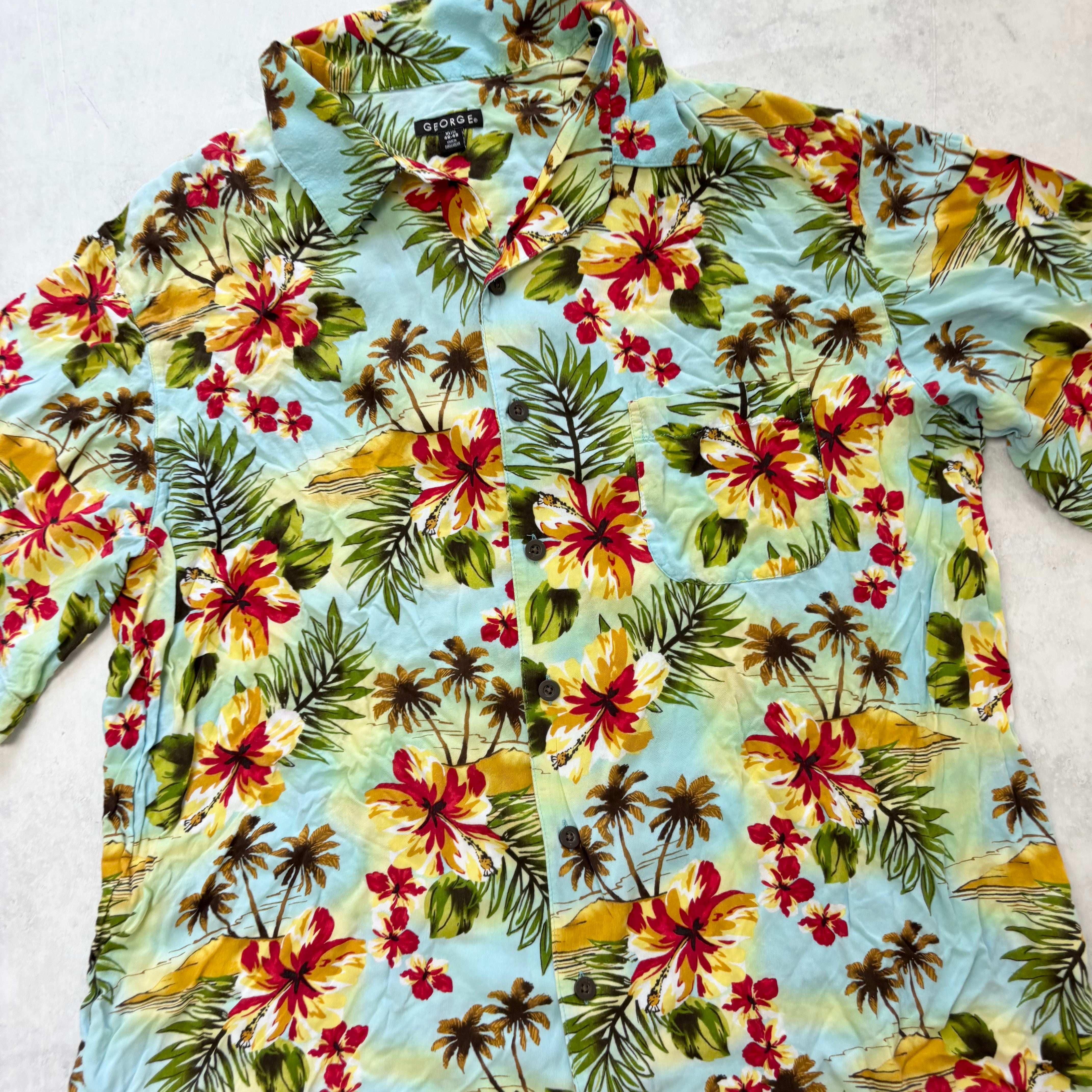 Hawaiian Shirt Mens XL Floral Aloha Short Sleeve Rayon (E)