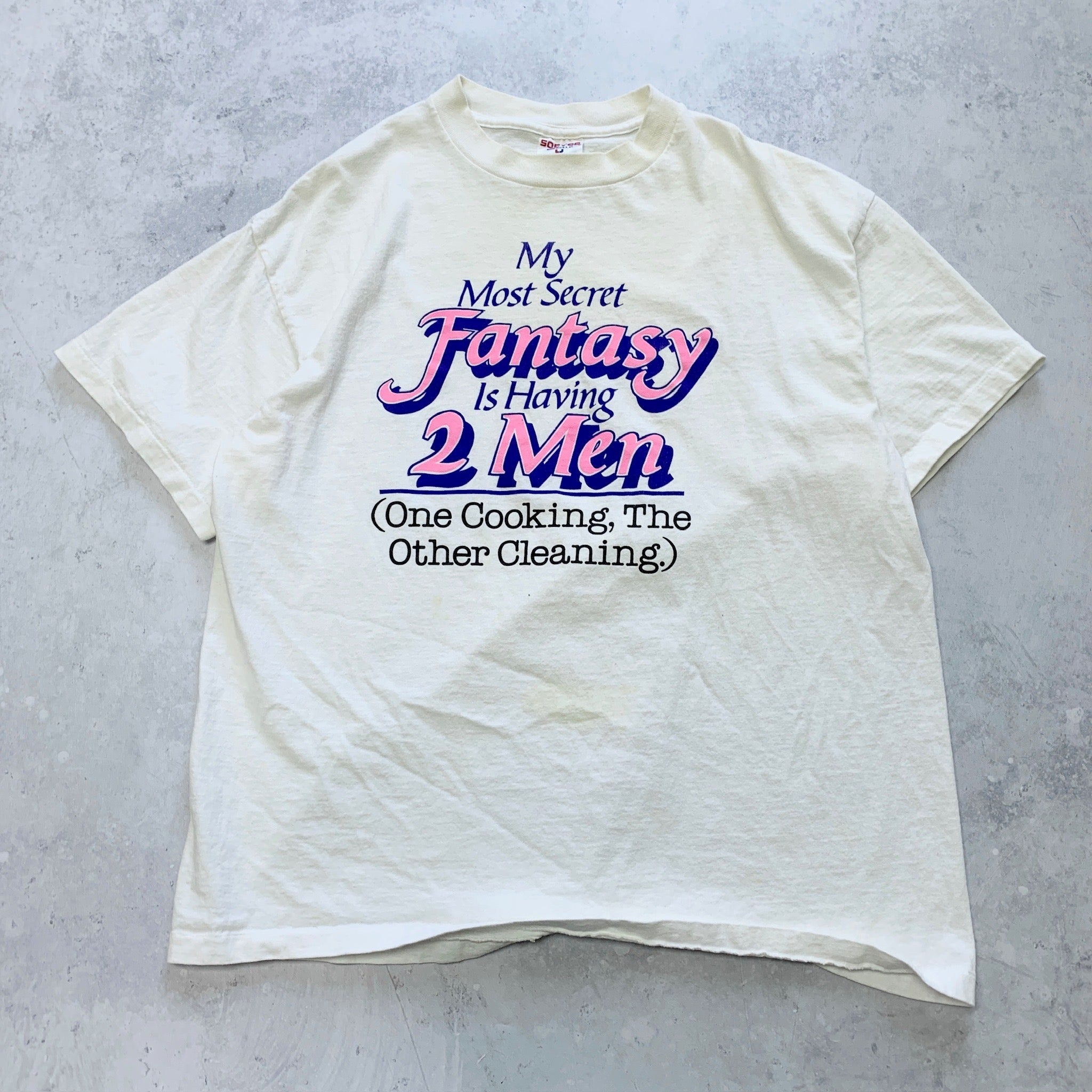 Vintage T Shirt Mens Large White Single Stitch Graphic Print 90s USA Funny Joke