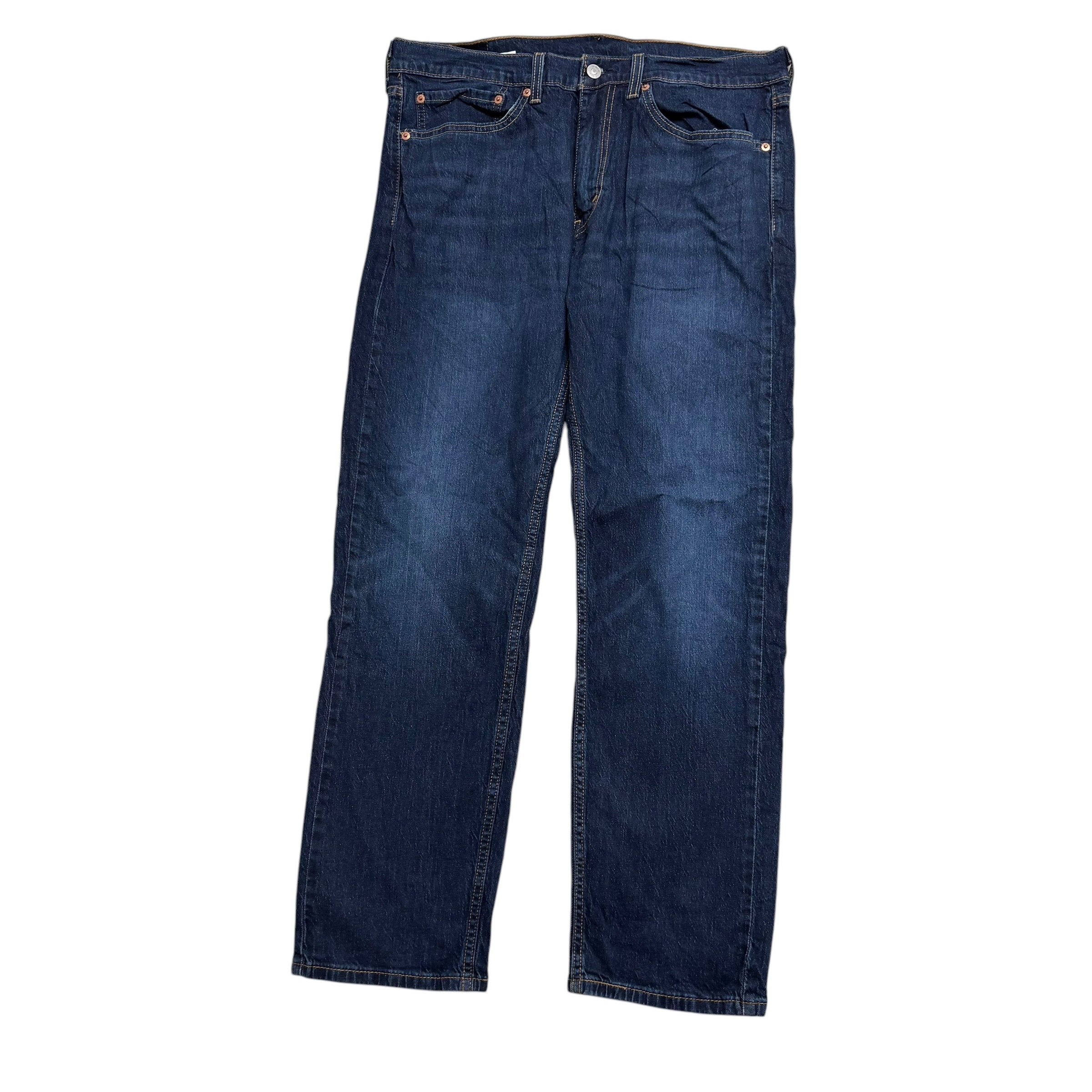 Levis 505 Jeans W34 L29 Mens Dark Blue Regular Straight Fit Stretch Denim (E)