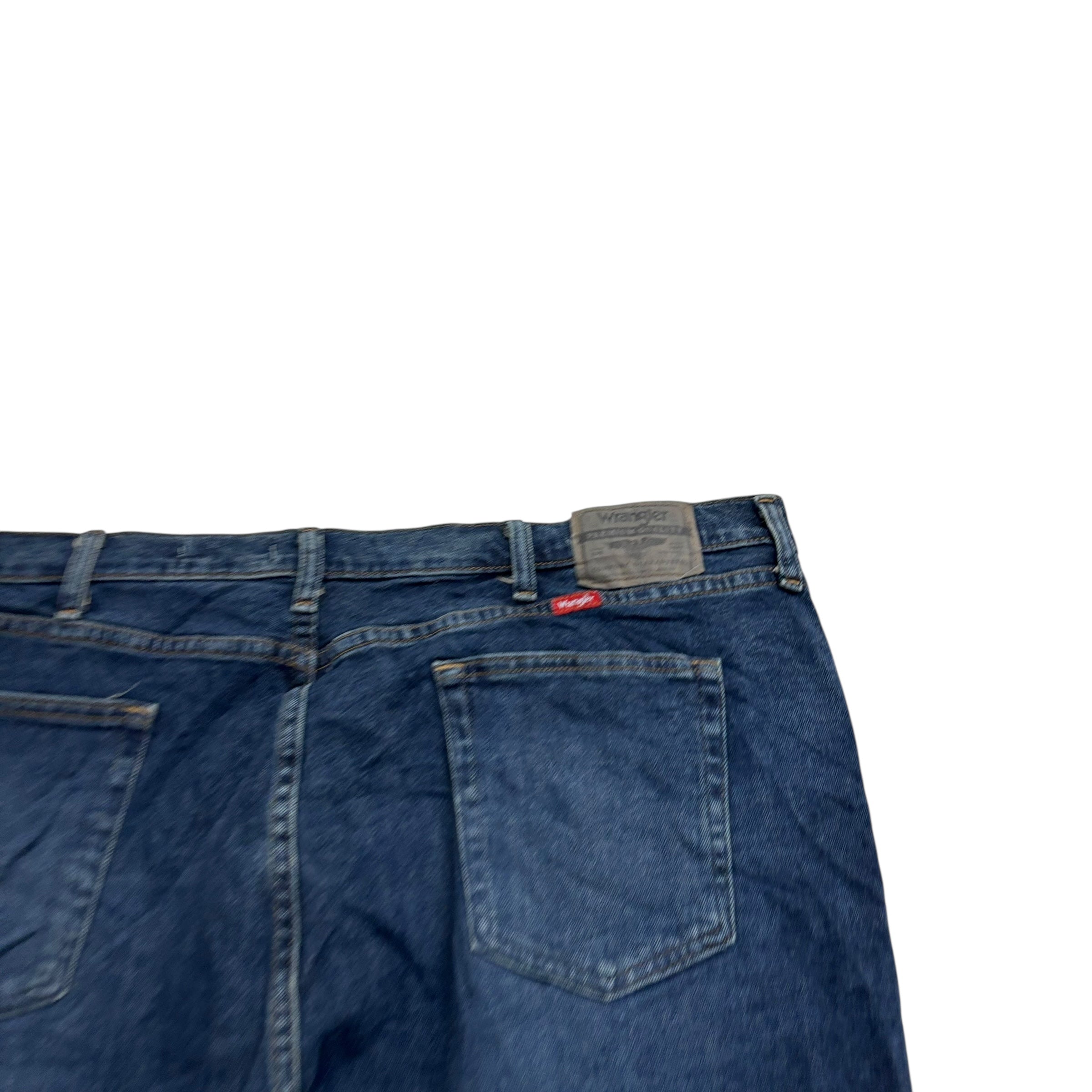 Wrangler Jeans W42 L30 Mens Dark Blue Relaxed Straight Fit Stretch Denim (E)