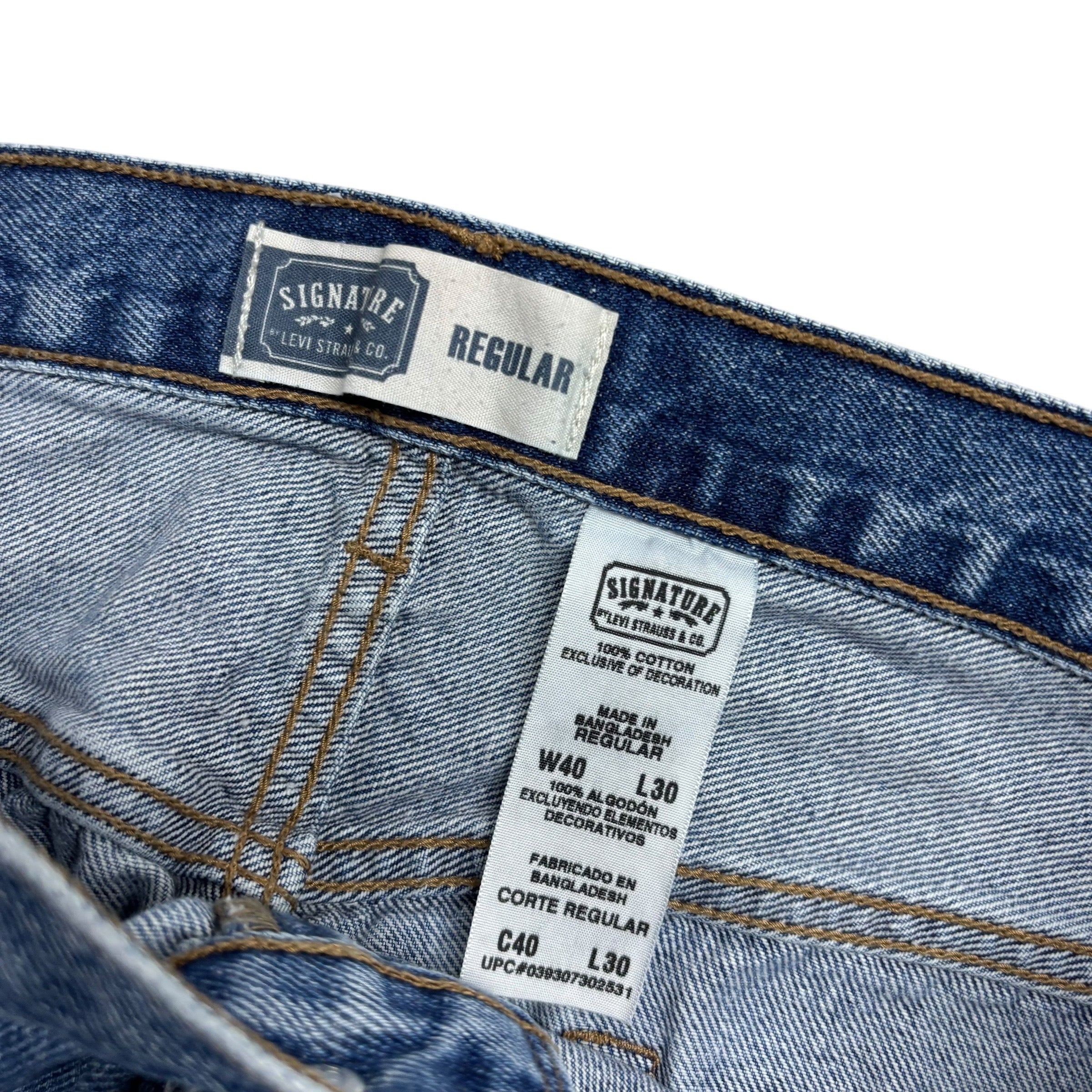 Levis Signature Jeans W40 L30 Mens Light Blue Regular Straight Fit Denim (F)