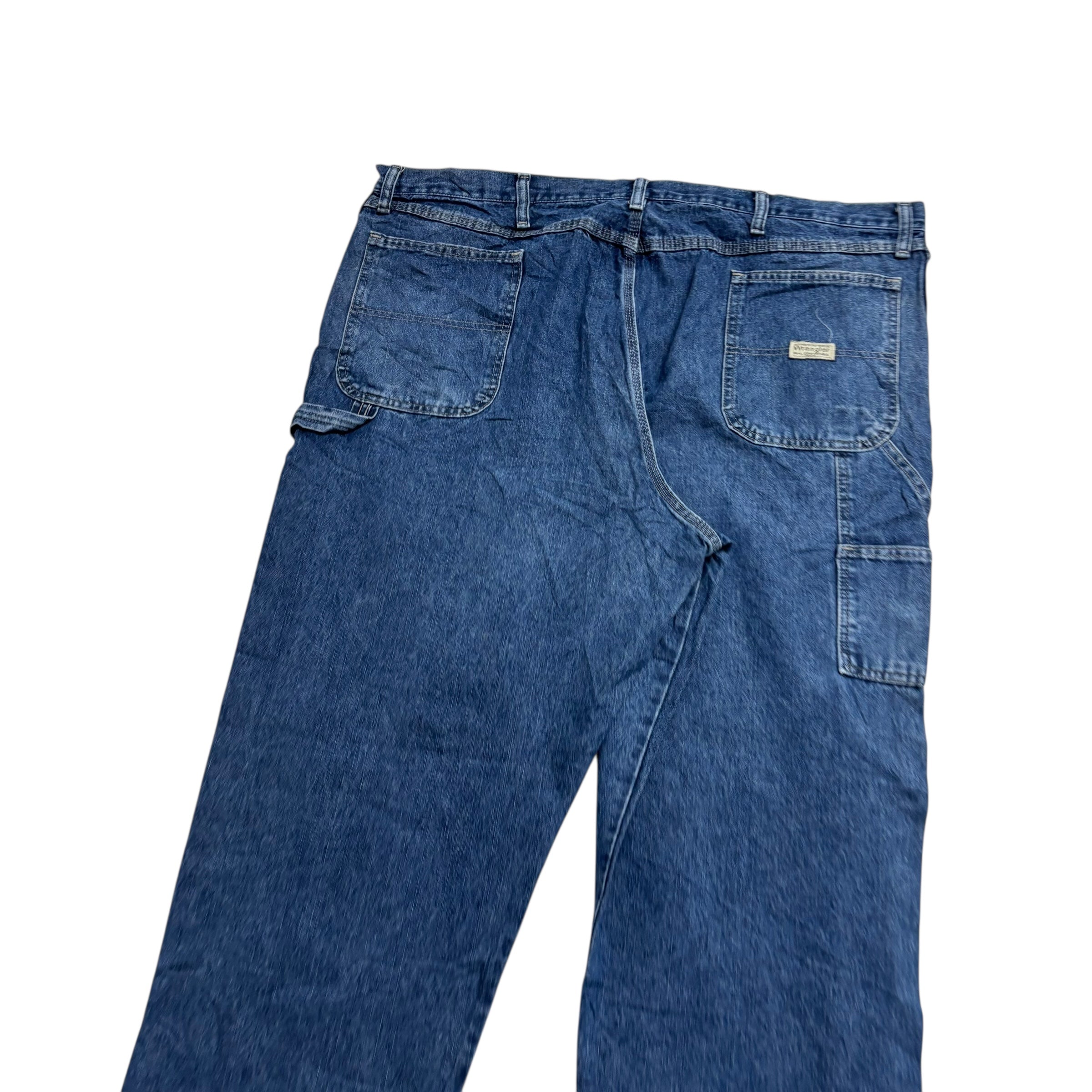 Wrangler Carpenter Jeans W46 L30 Mens Mid Blue Relaxed Straight Fit Denim