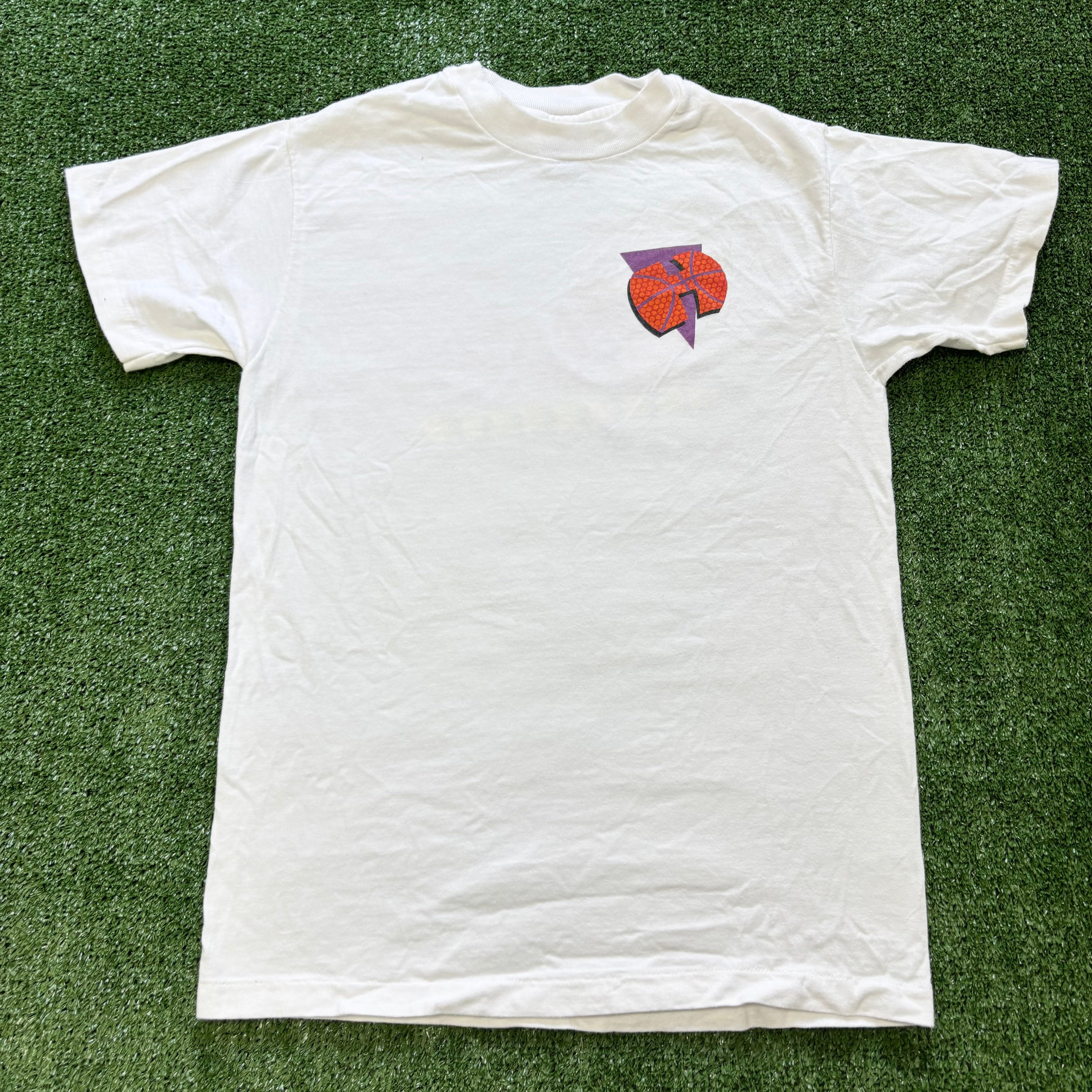 Vintage T Shirt Mens XS White Single Stitch Graphic Print 90s Basketball USA