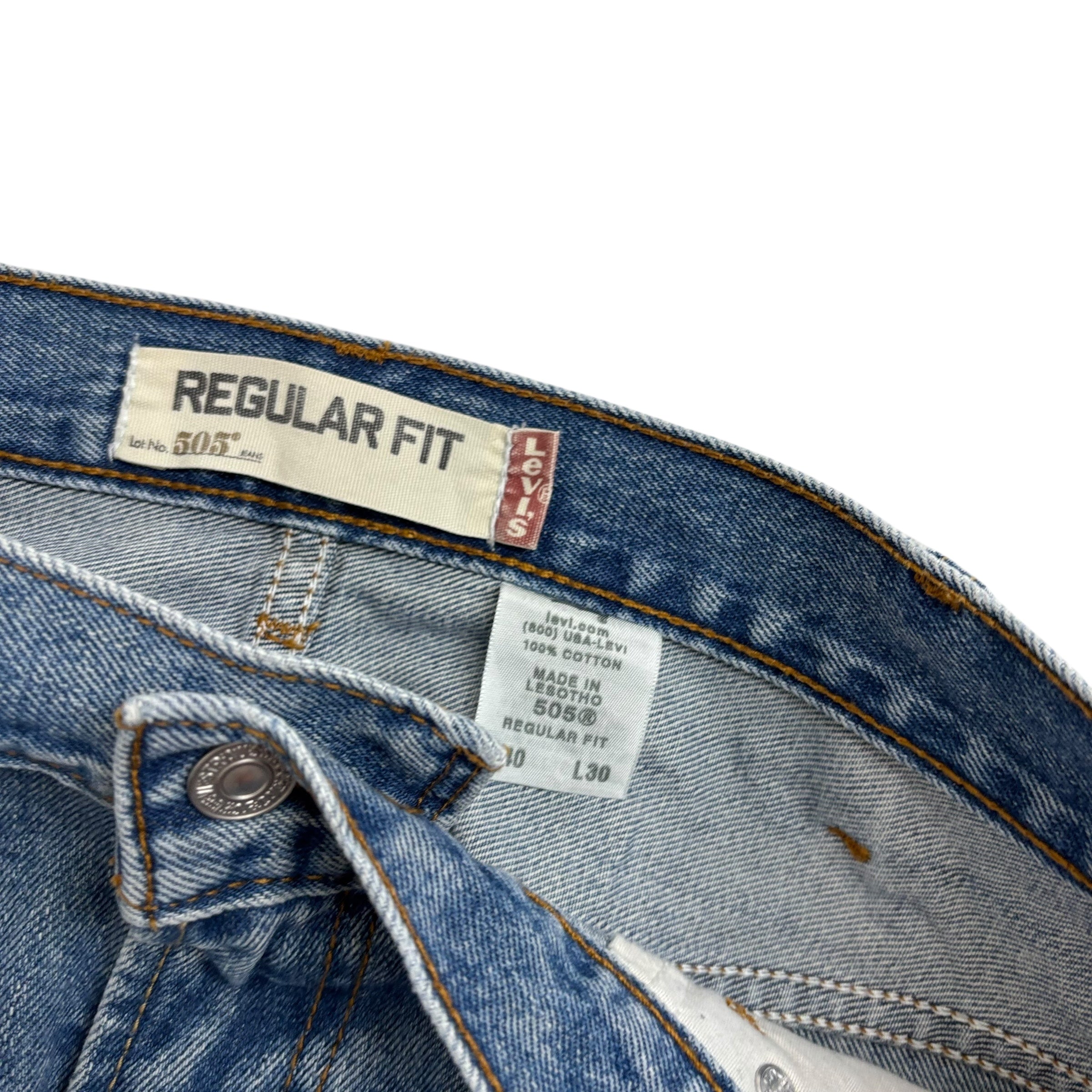 Levis 505 Jeans W38 L30 Mens Mid Blue Regular Straight Fit Vintage Denim