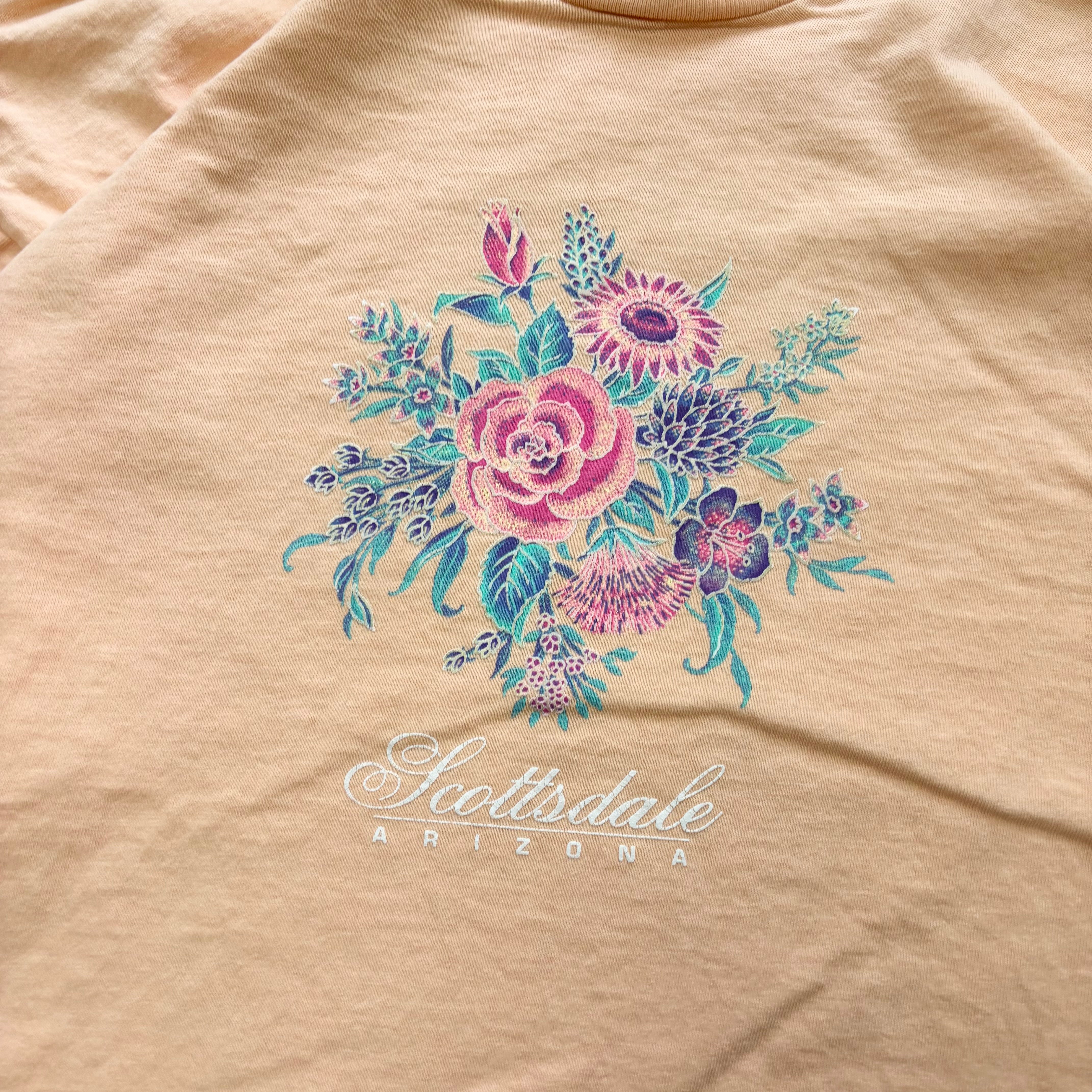 Vintage T Shirt Mens Large Peach Single Stitch Graphic Print 90s Tourist (E)