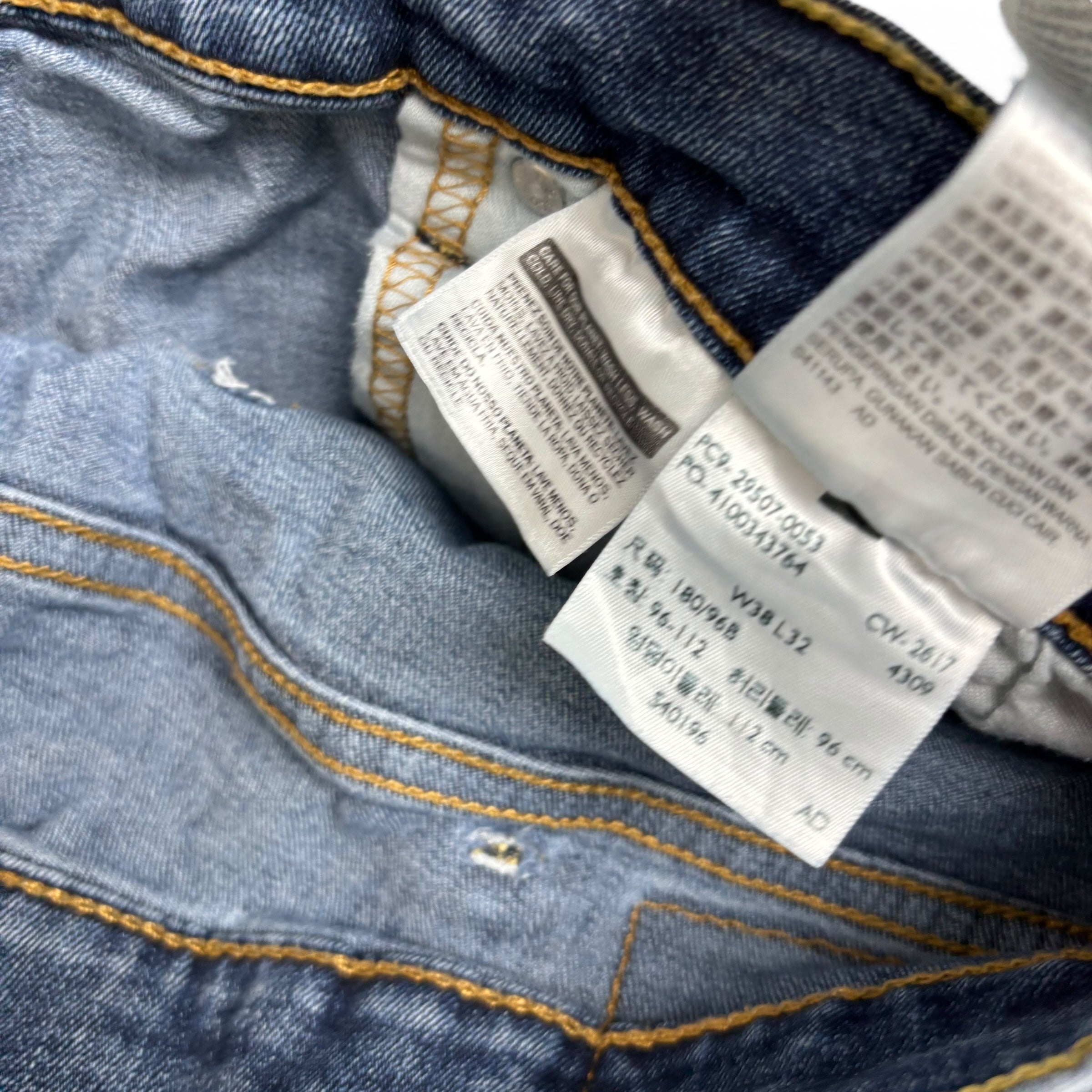 Levis 502 Jeans W38 L30 Mens Mid Blue Regular Tapered Fit Stretch Denim