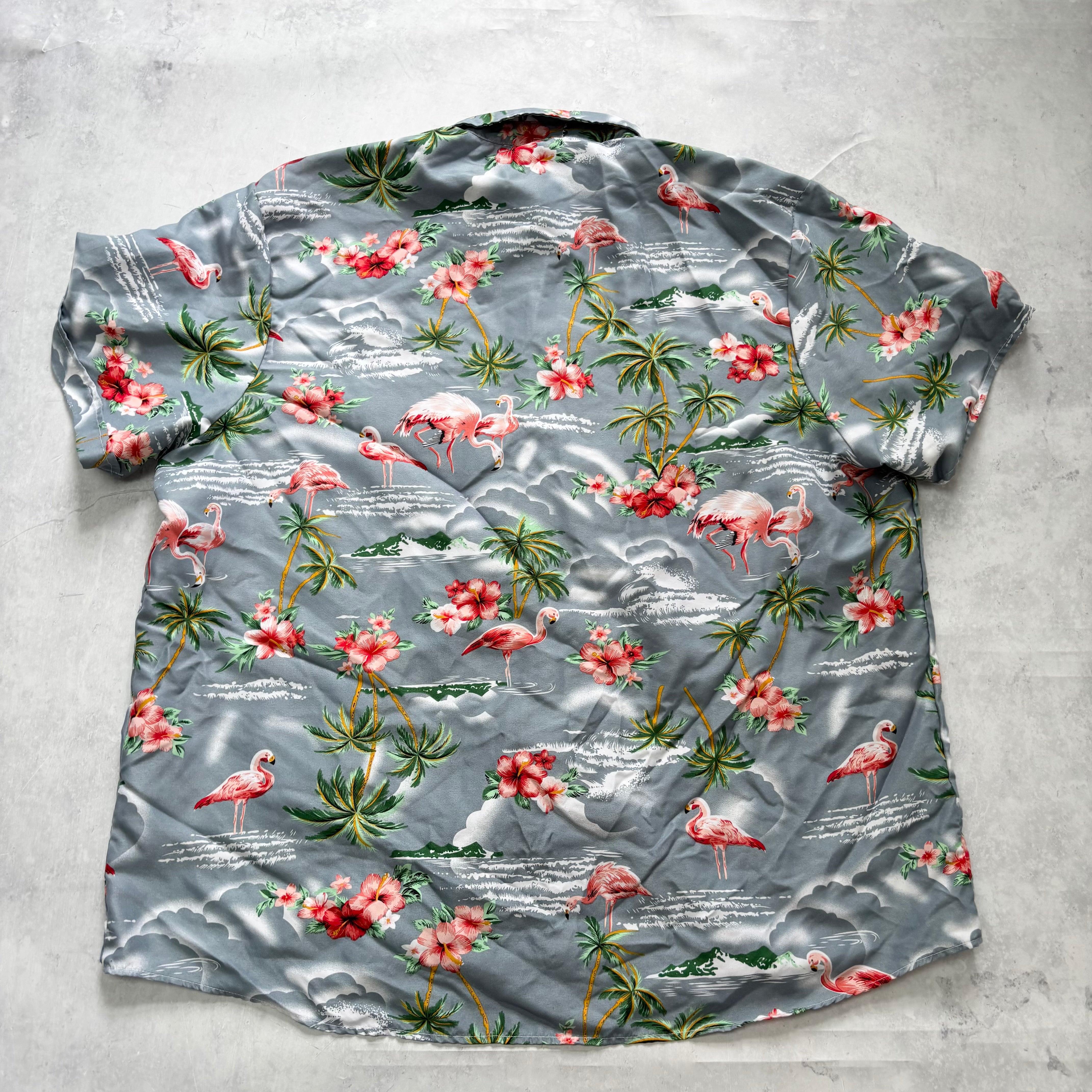 Hawaiian Shirt Mens 3XL Blue Floral Aloha Short Sleeve Polyester (E)
