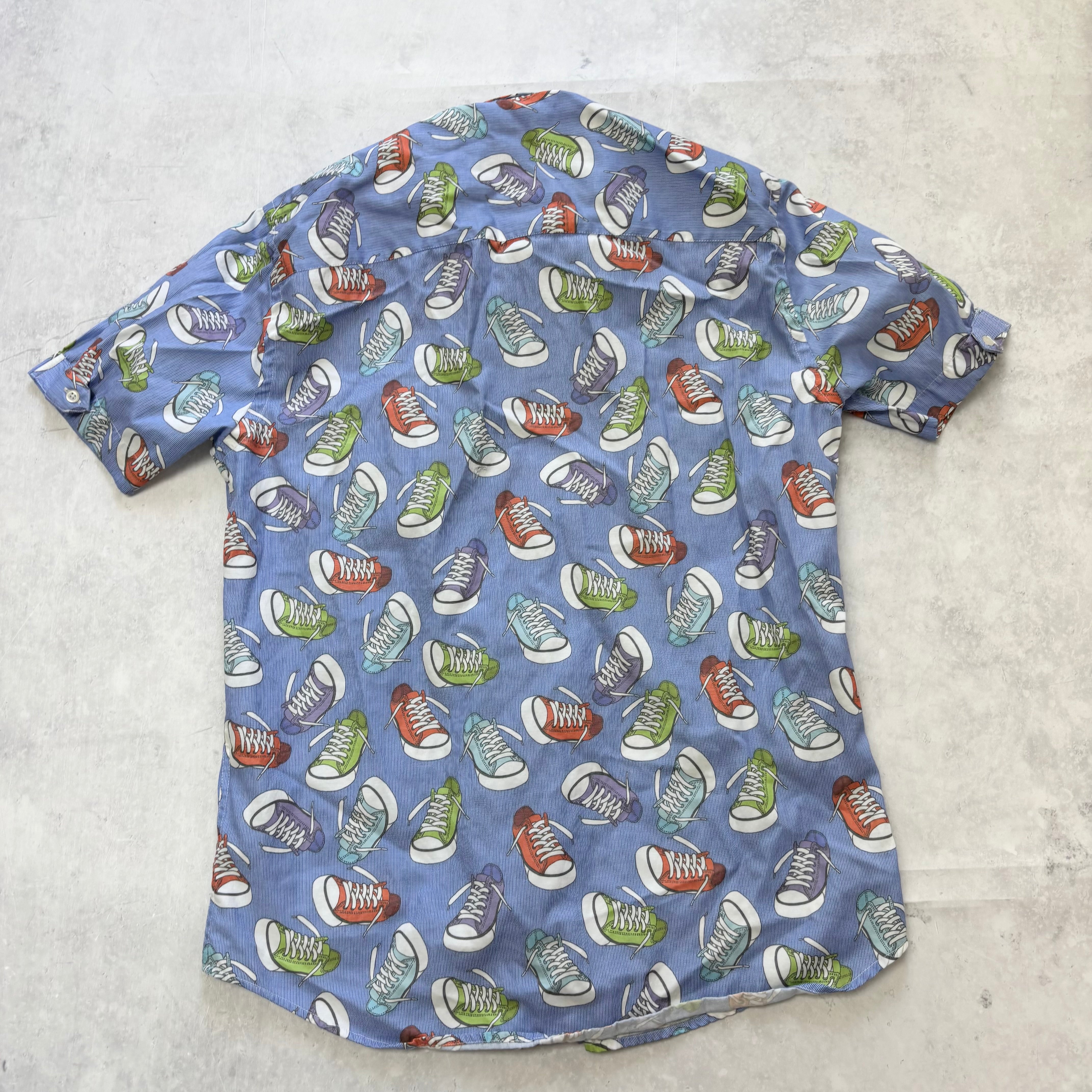 Mens Shirt Medium Blue Regular Fit Short Sleeve Cotton Blend (E)