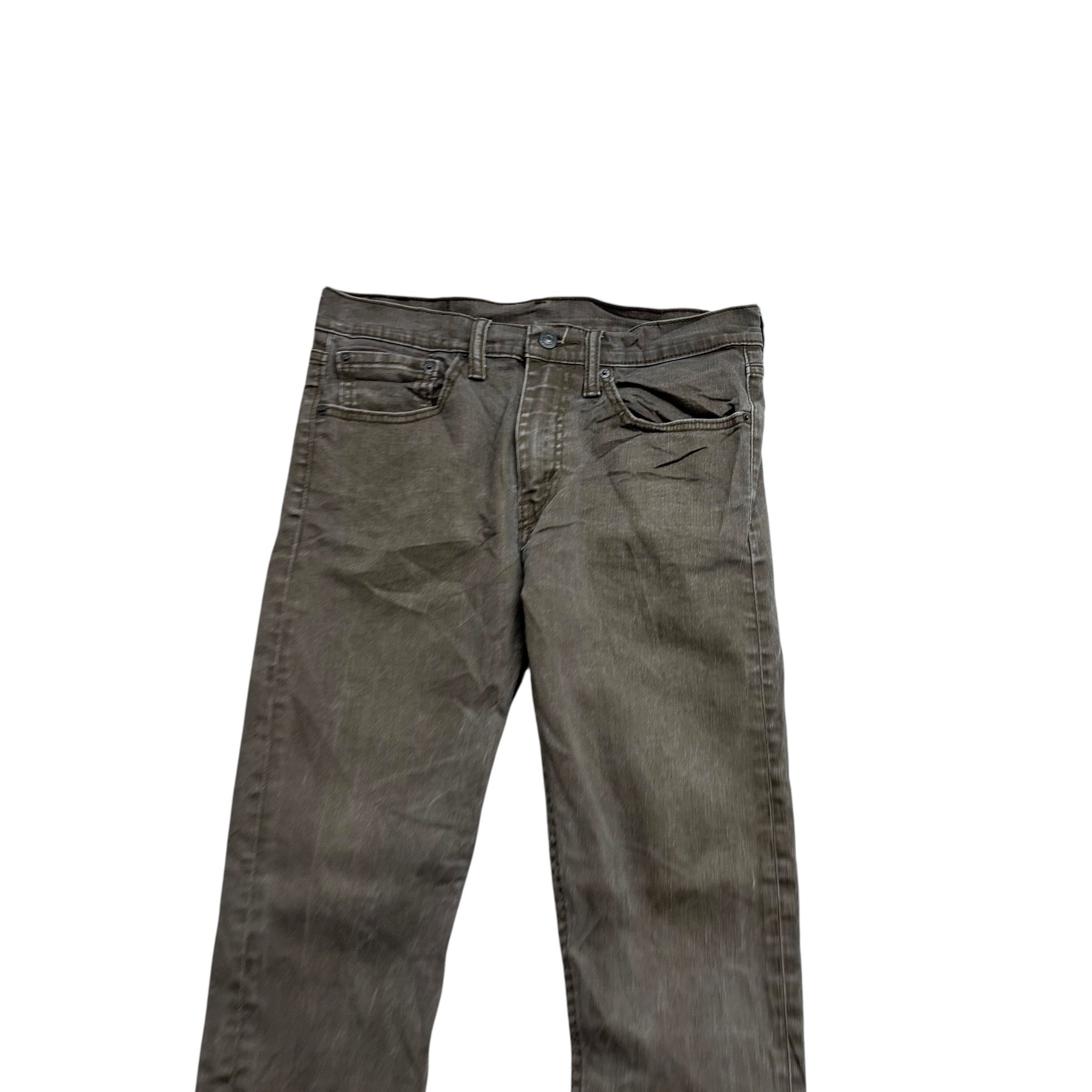 Levis 512 Jeans W31 L30 Mens Waxed Olive Green Slim Tapered Fit Stretch (E)