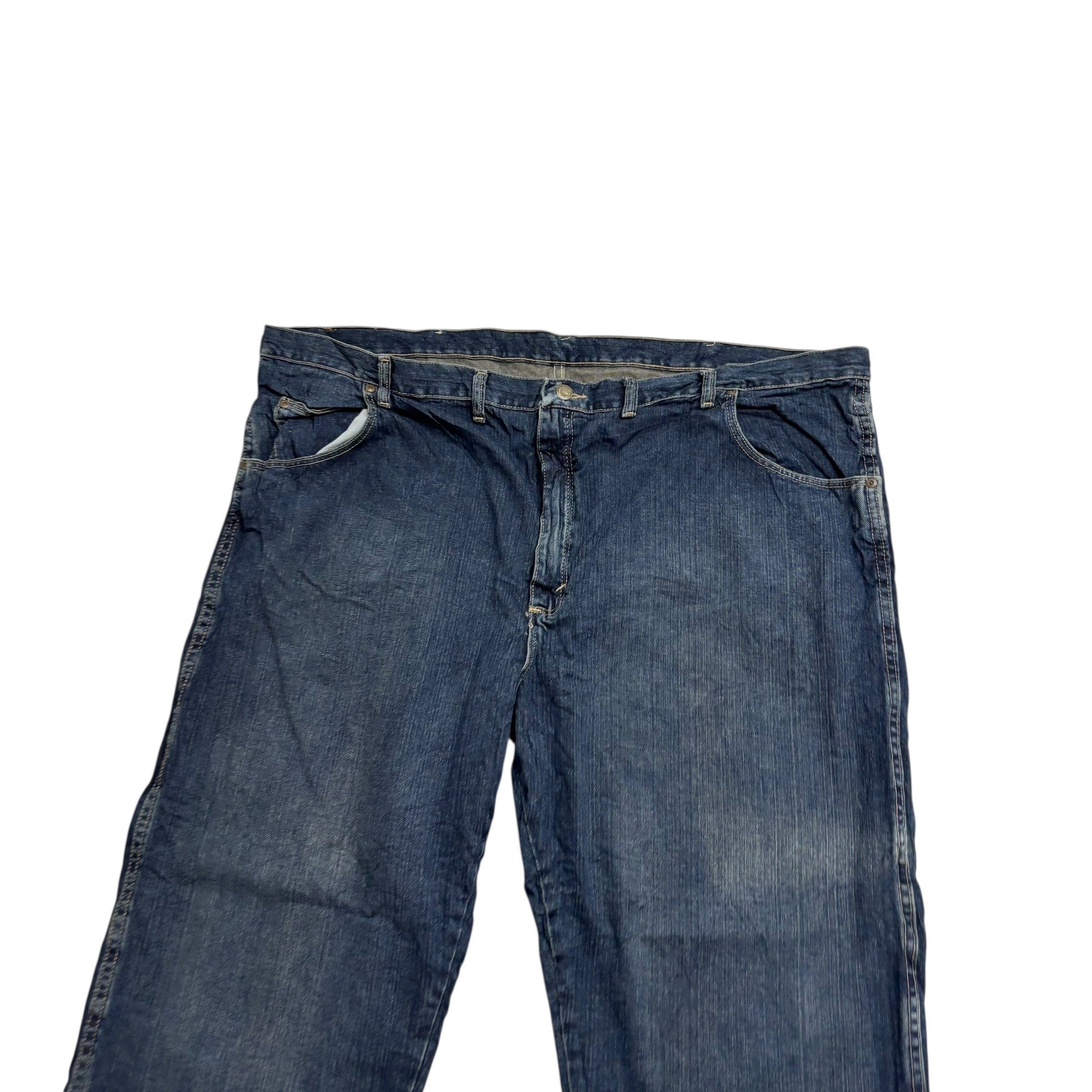Wrangler Jeans W48 L30 Mens Dark Blue Relaxed Straight Fit Baggy Denim