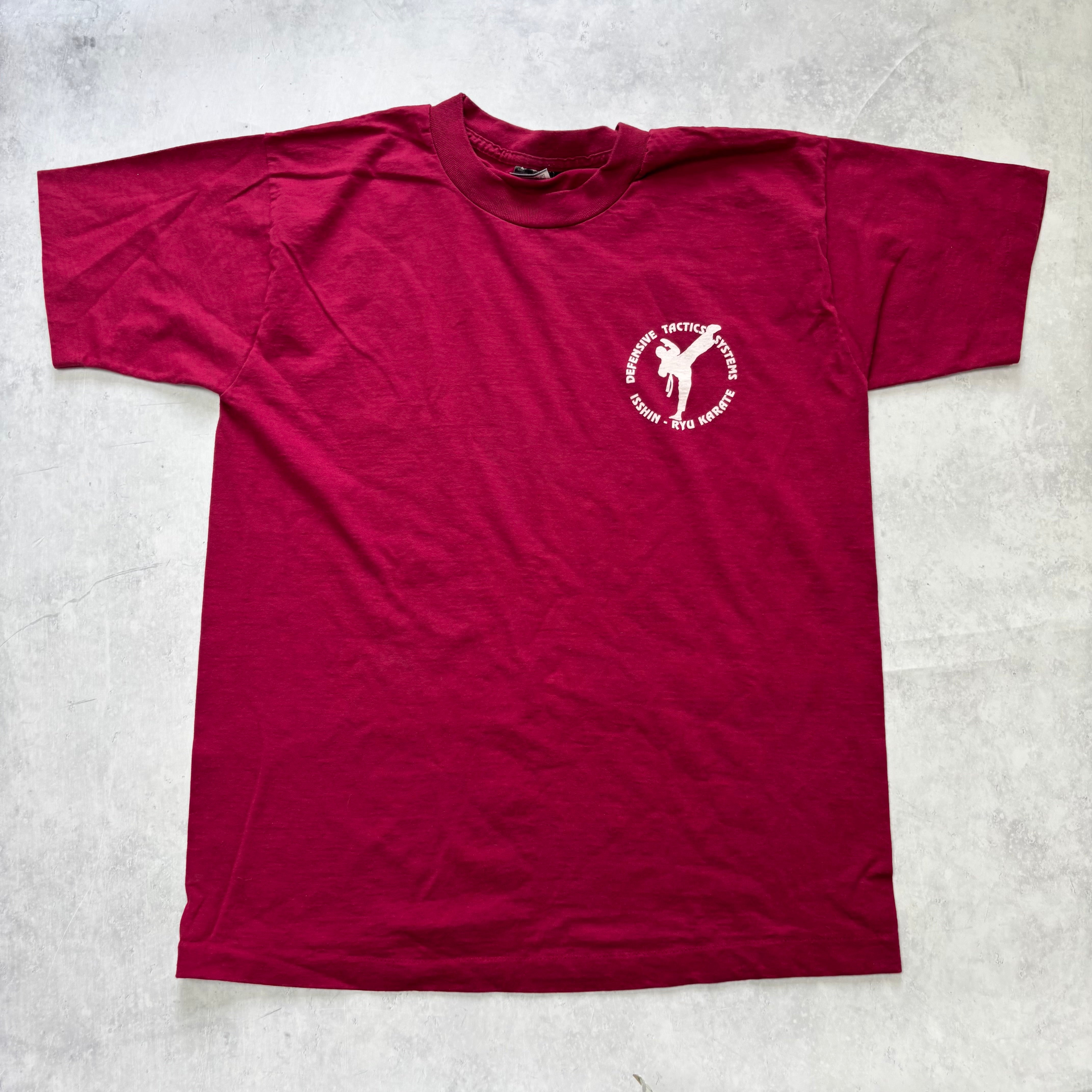 Vintage T Shirt Mens Medium Burgundy Single Stitch Graphic Print 90s USA