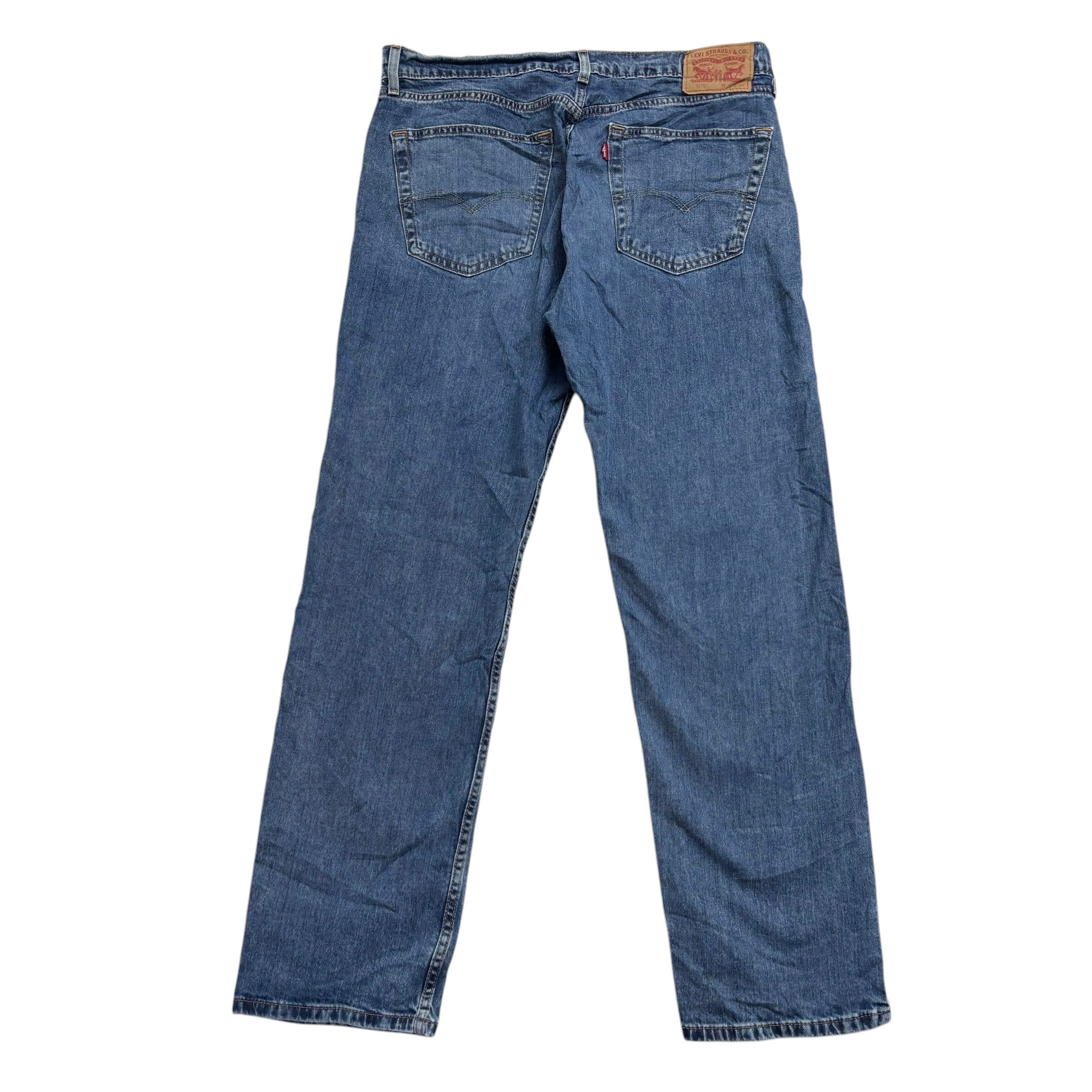 Levis 505 Jeans W36 L32 Mens Mid Blue Regular Straight Fit Stretch Denim (E)