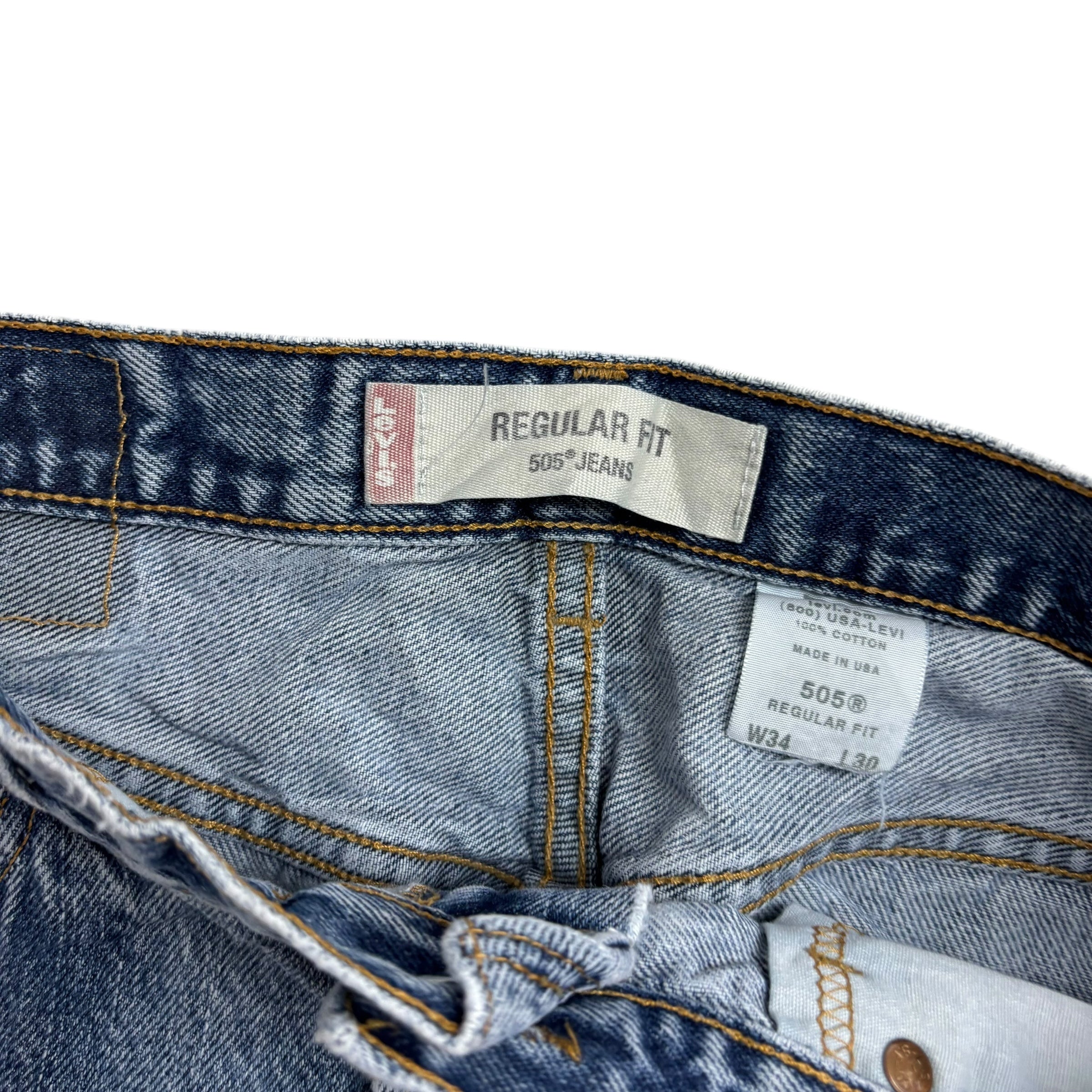 Levis 505 Jeans W32 L30 Mens Mid Blue Regular Straight Made In USA Vintage