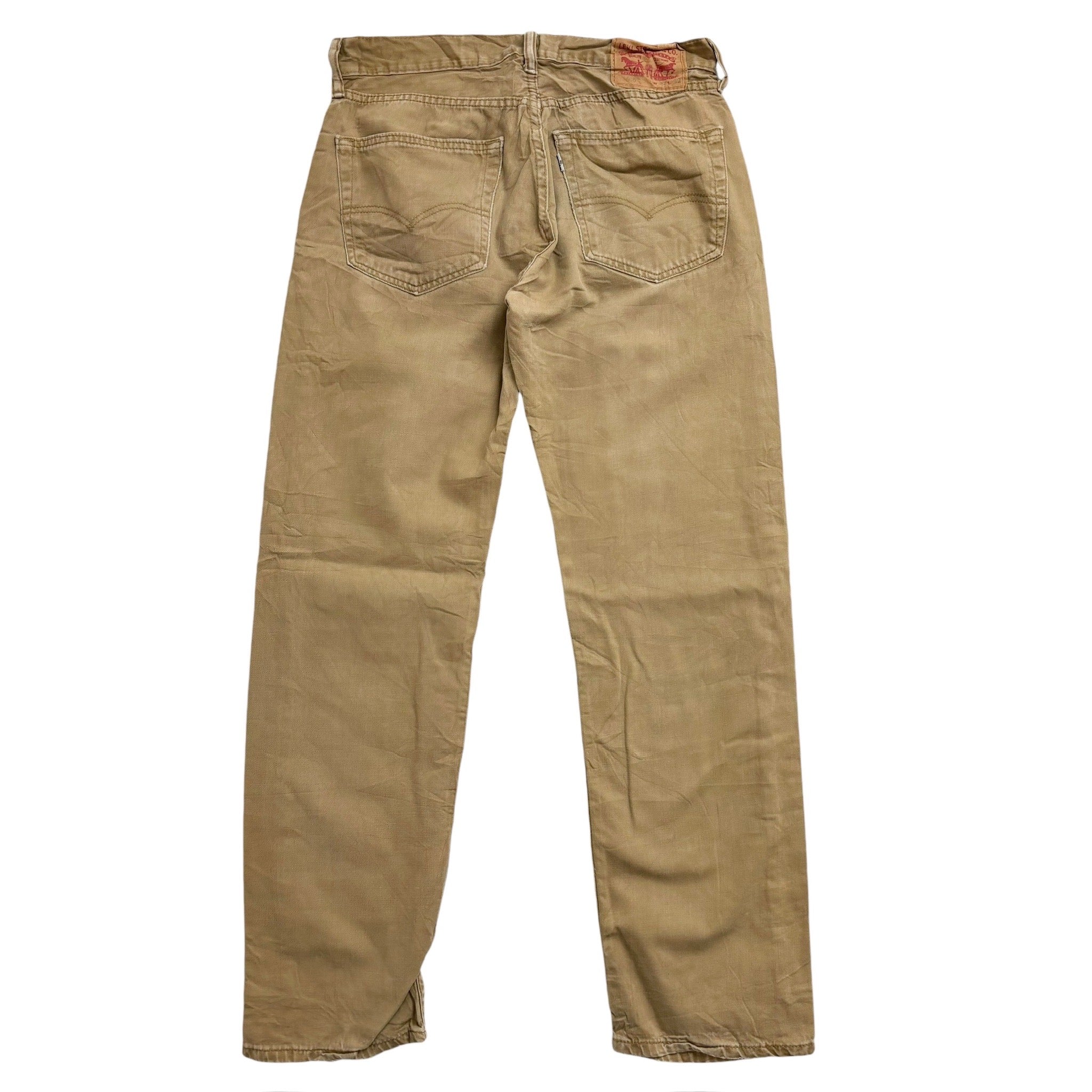 Levis 505 Trousers W31 L32 Mens Beige Tan Regular Straight Fit Cotton Pants