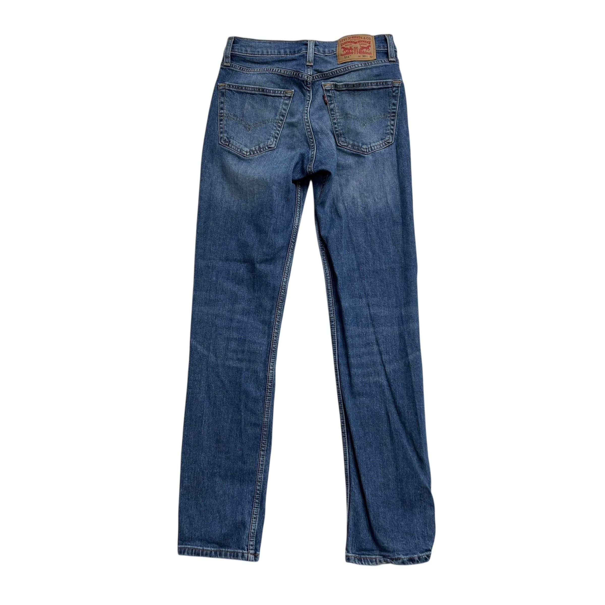 Levis 511 Jeans W30 L32 Mens Mid Blue Slim Fit Stretch Denim (E)