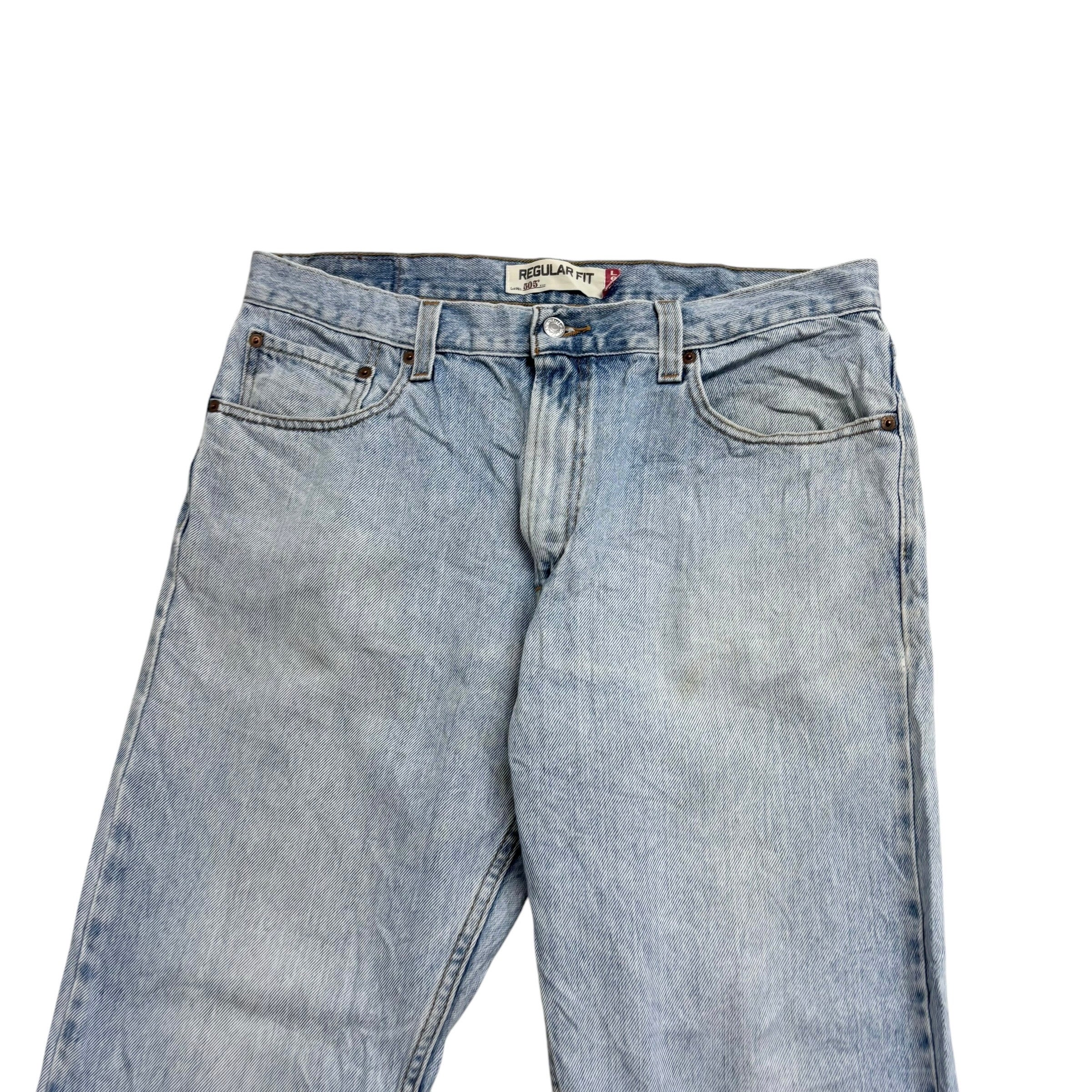 Levis 505 Jeans W36 L29 Mens Light Blue Regular Straight Fit Vintage Denim