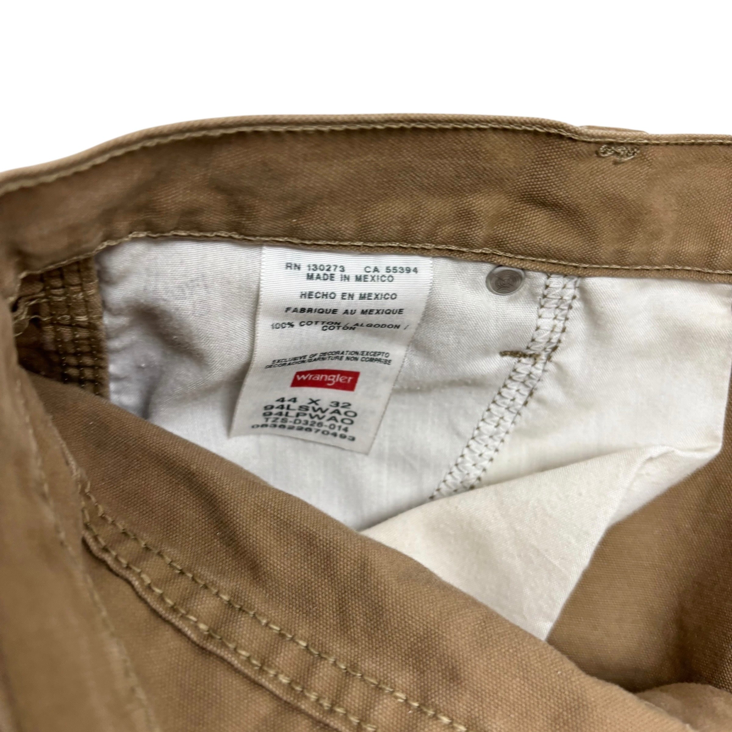 Wrangler Carpenter Pants W44 L32 Mens Tan Relaxed Straight Fit Trousers