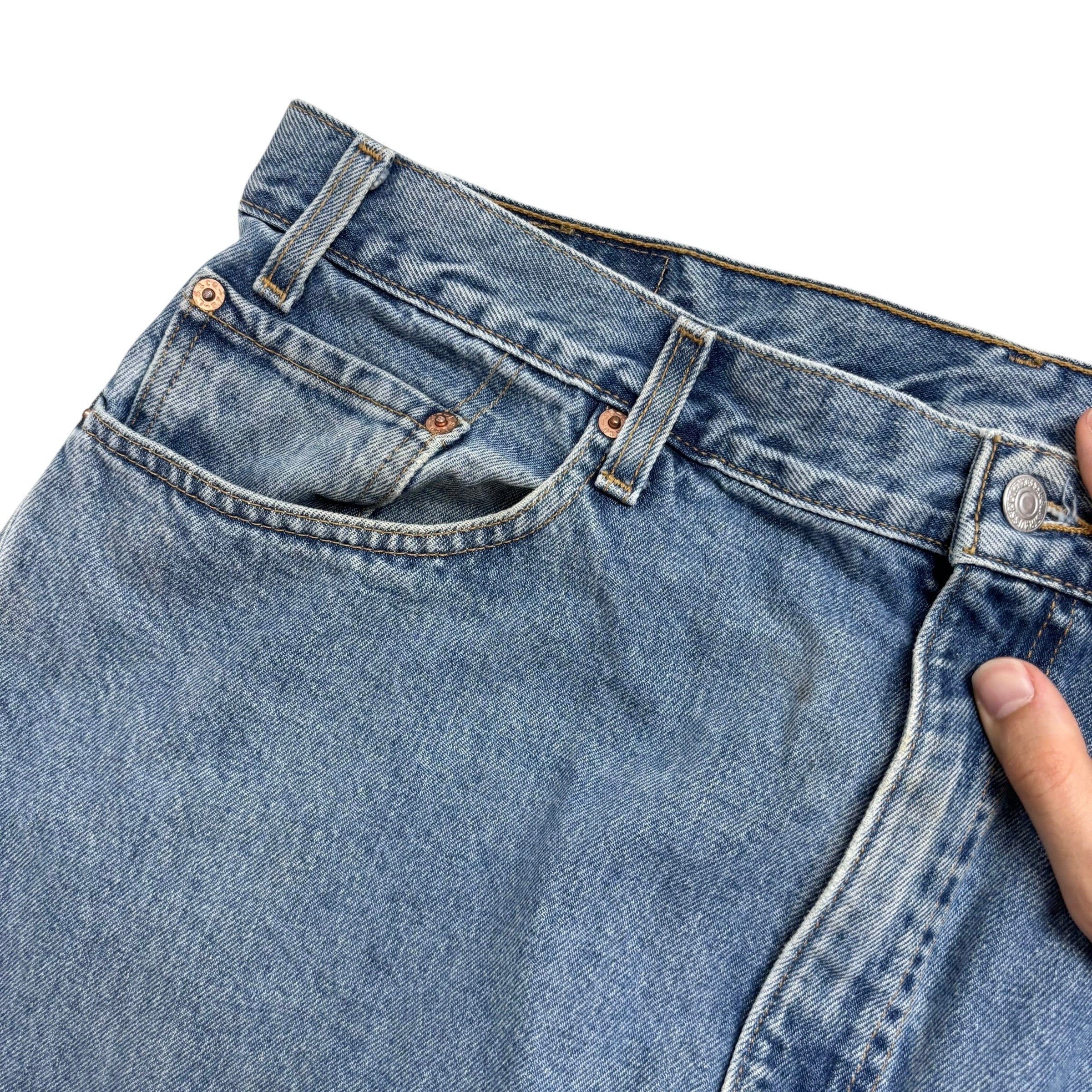 Levis 505 Jeans W38 L32 Mens Light Blue Regular Straight Fit Vintage Denim (F)