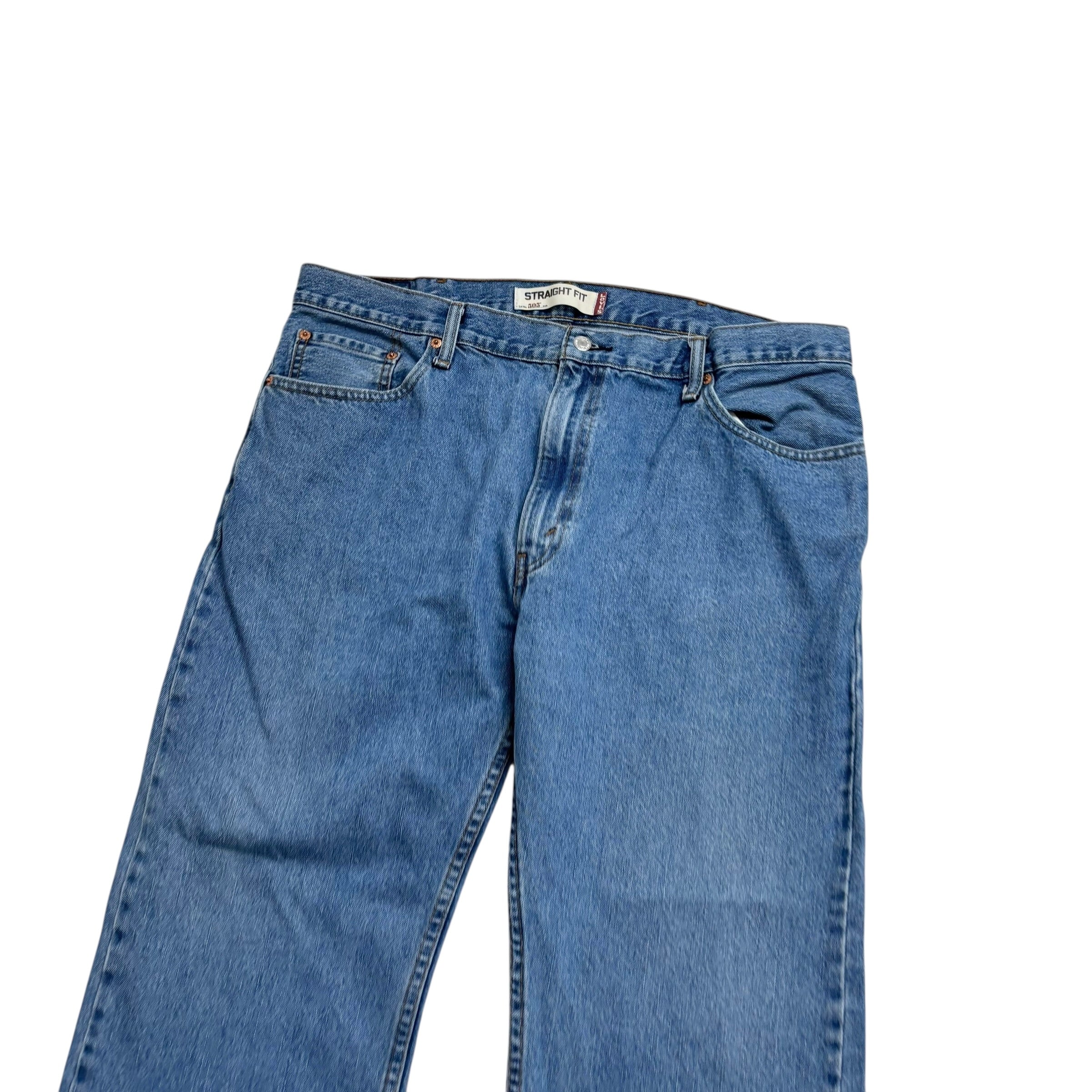 Levis 505 Jeans W40 L27 Mens Mid Blue Relaxed Straight Fit Vintage Denim (E)