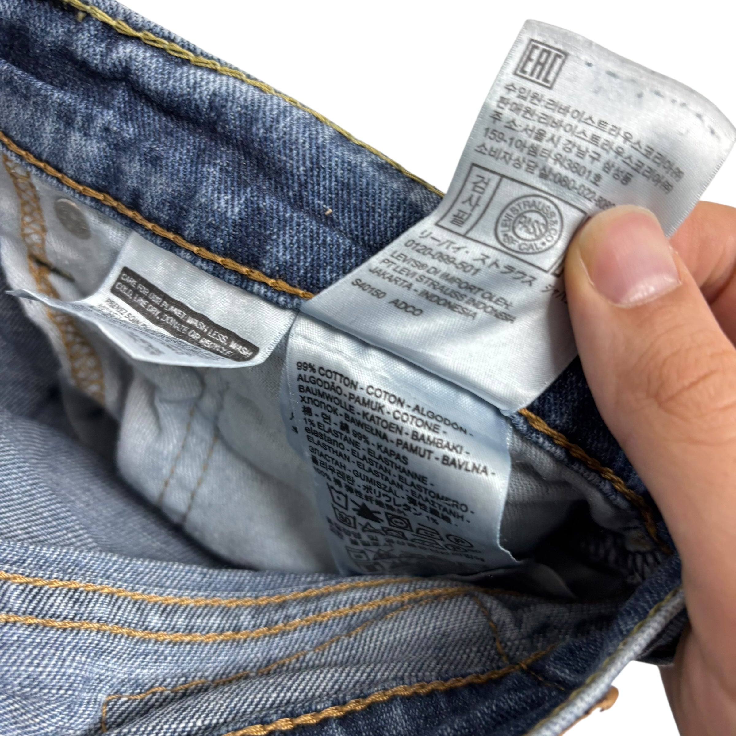 Levis 514 Jeans W34 L30 Mens Mid Blue Regular Straight Fit Stretch Denim (F)