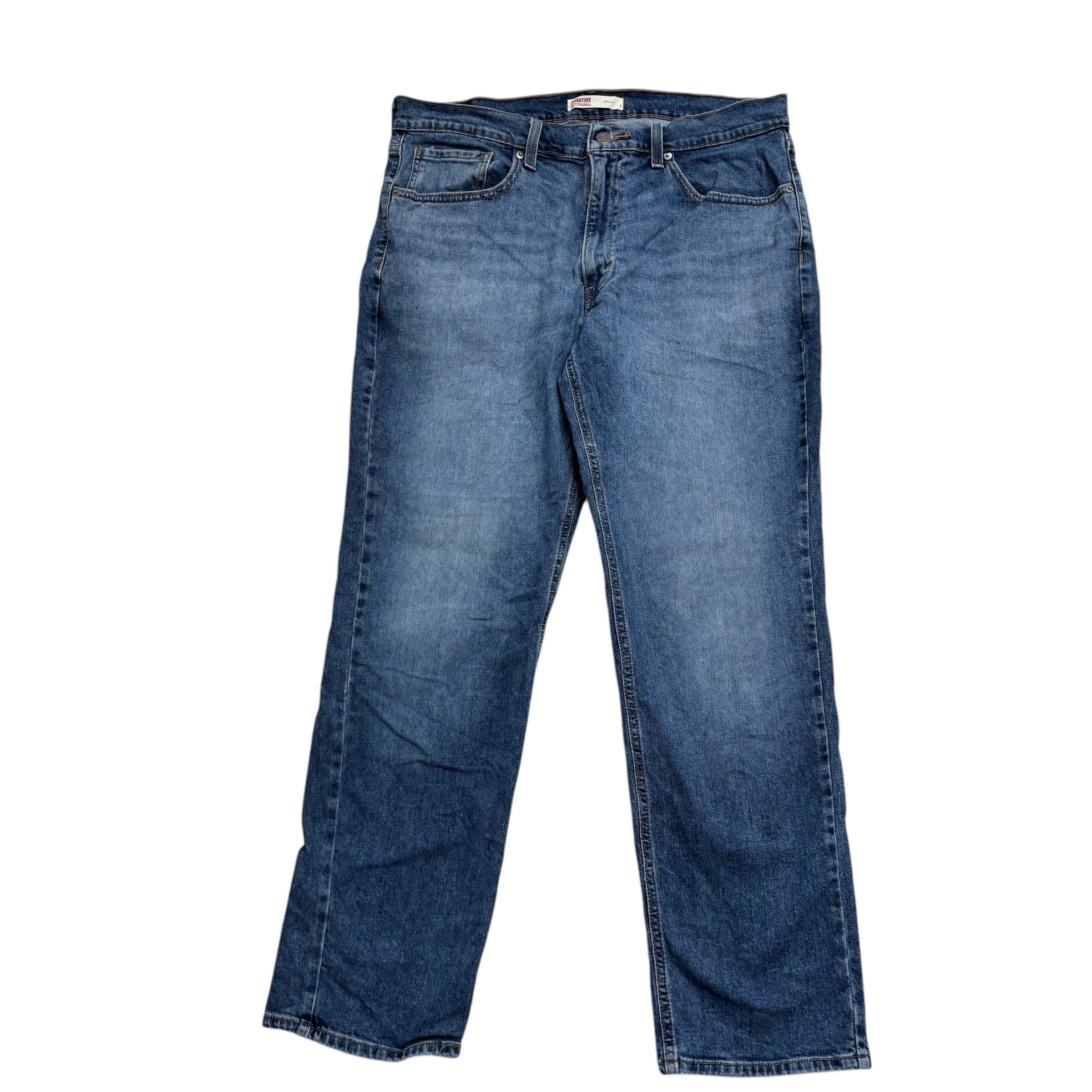 Levis Signature Jeans W36 L31 Mens Mid Blue Athletic Tapered Fit Stretch (E)