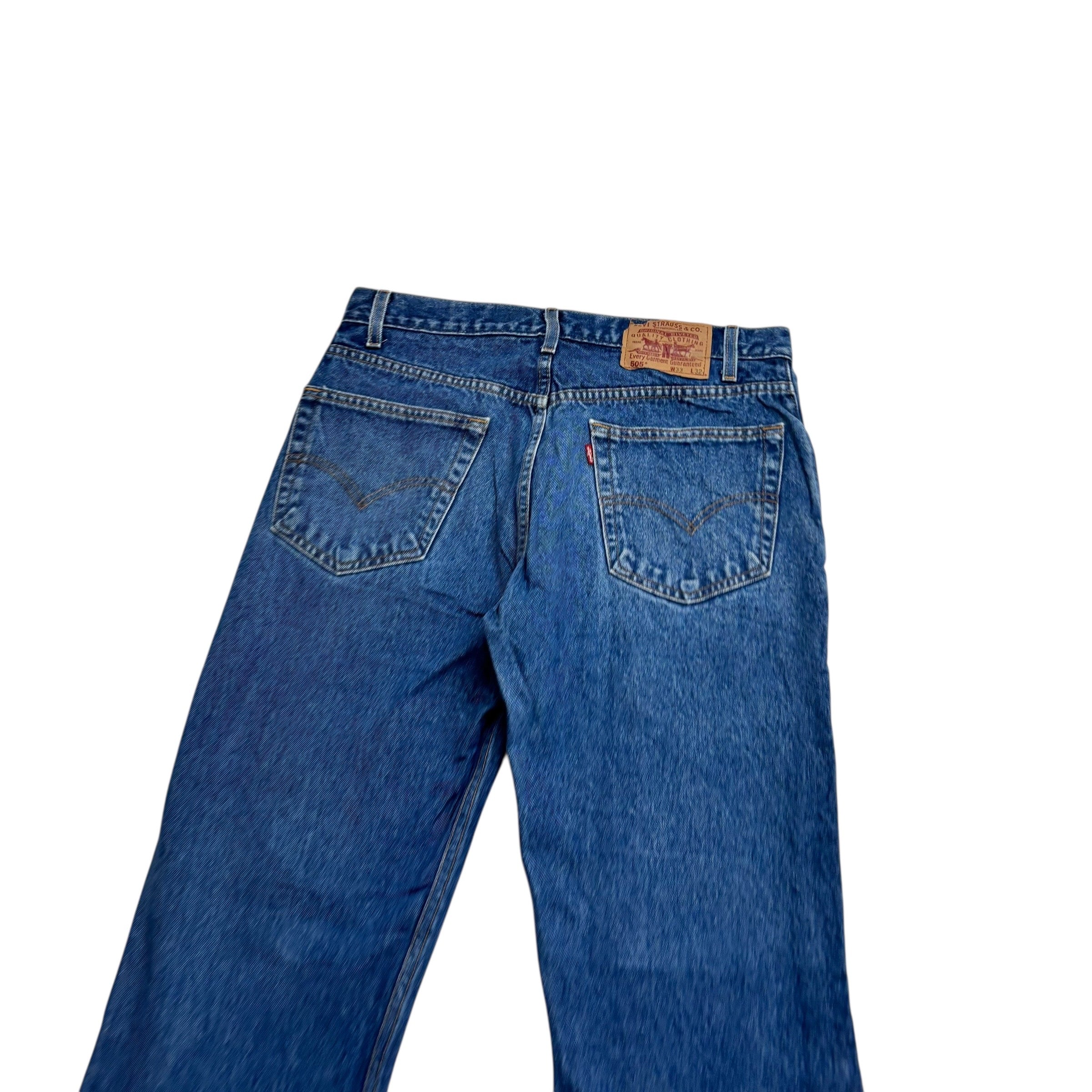Levis 505 Jeans W32 L32 Mens Mid Blue Regular Straight Fit Vintage 90s Denim
