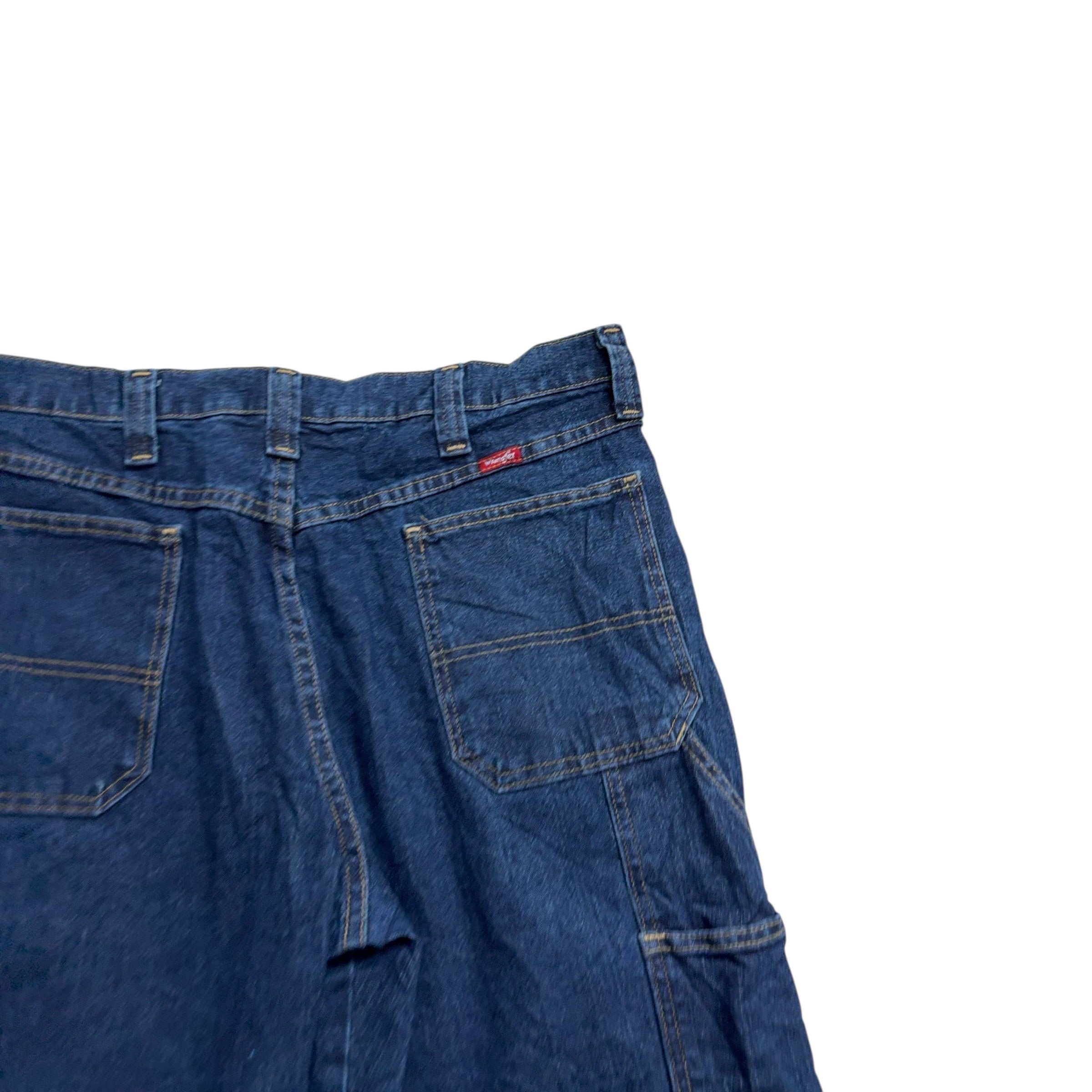 Wrangler Baggy Jorts W36 Mens Dark Blue Denim Shorts Carpenter Stretch (E)