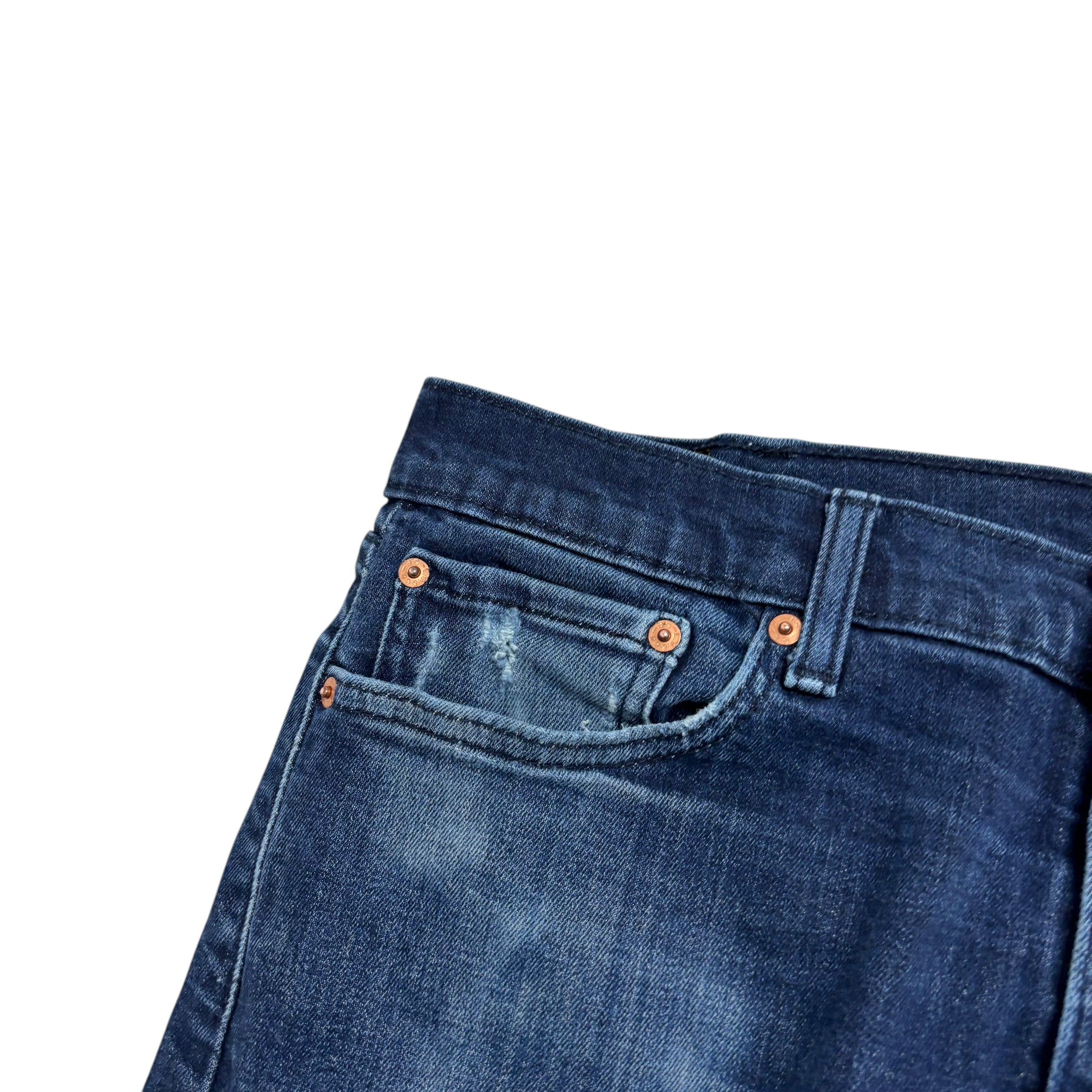 Levis 505 Jeans W38 L30 Mens Navy Blue Regular Straight Fit Stretch Denim (F)