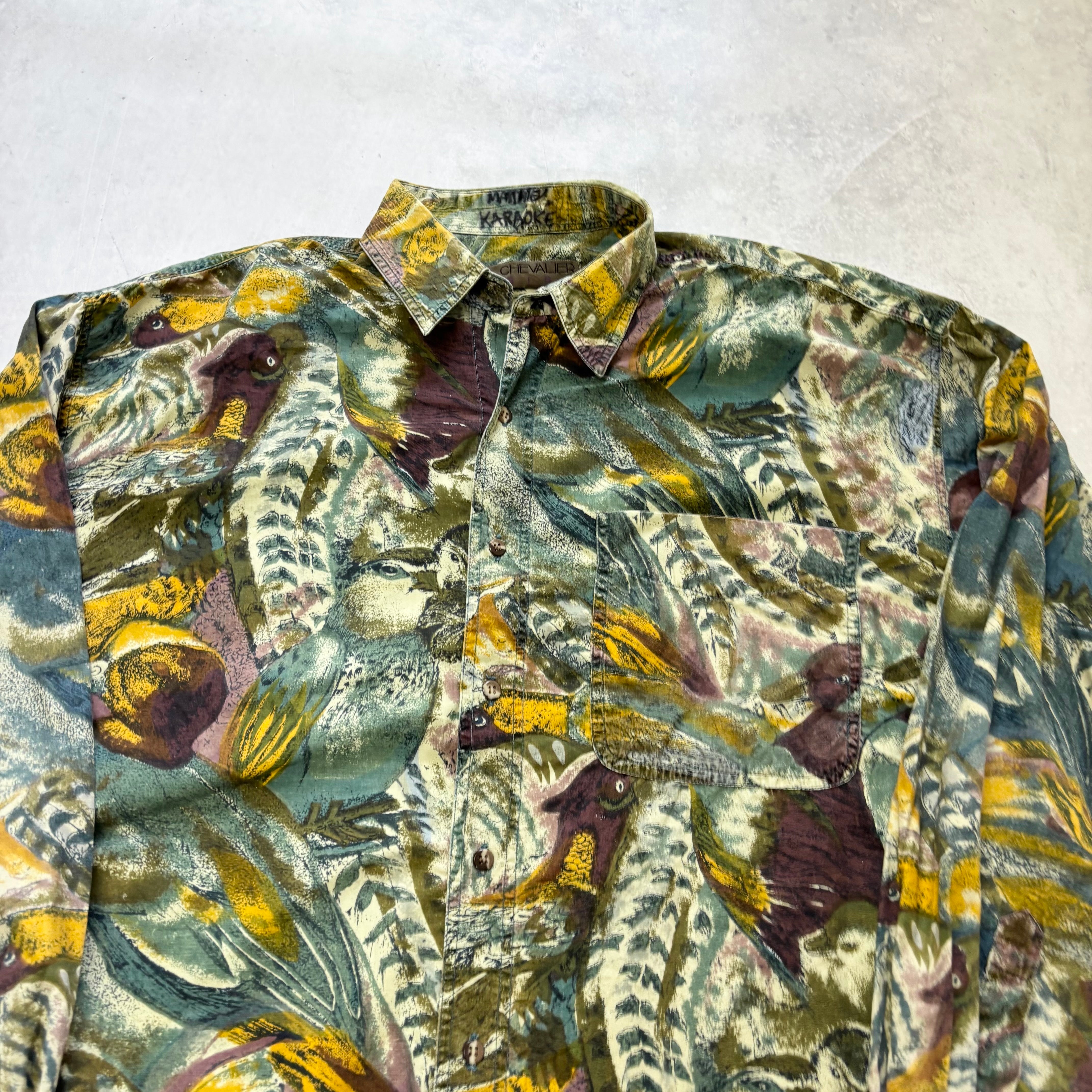 Vintage Shirt Mens XL Multicoloured Long Sleeve Pattern Art Abstract (E)