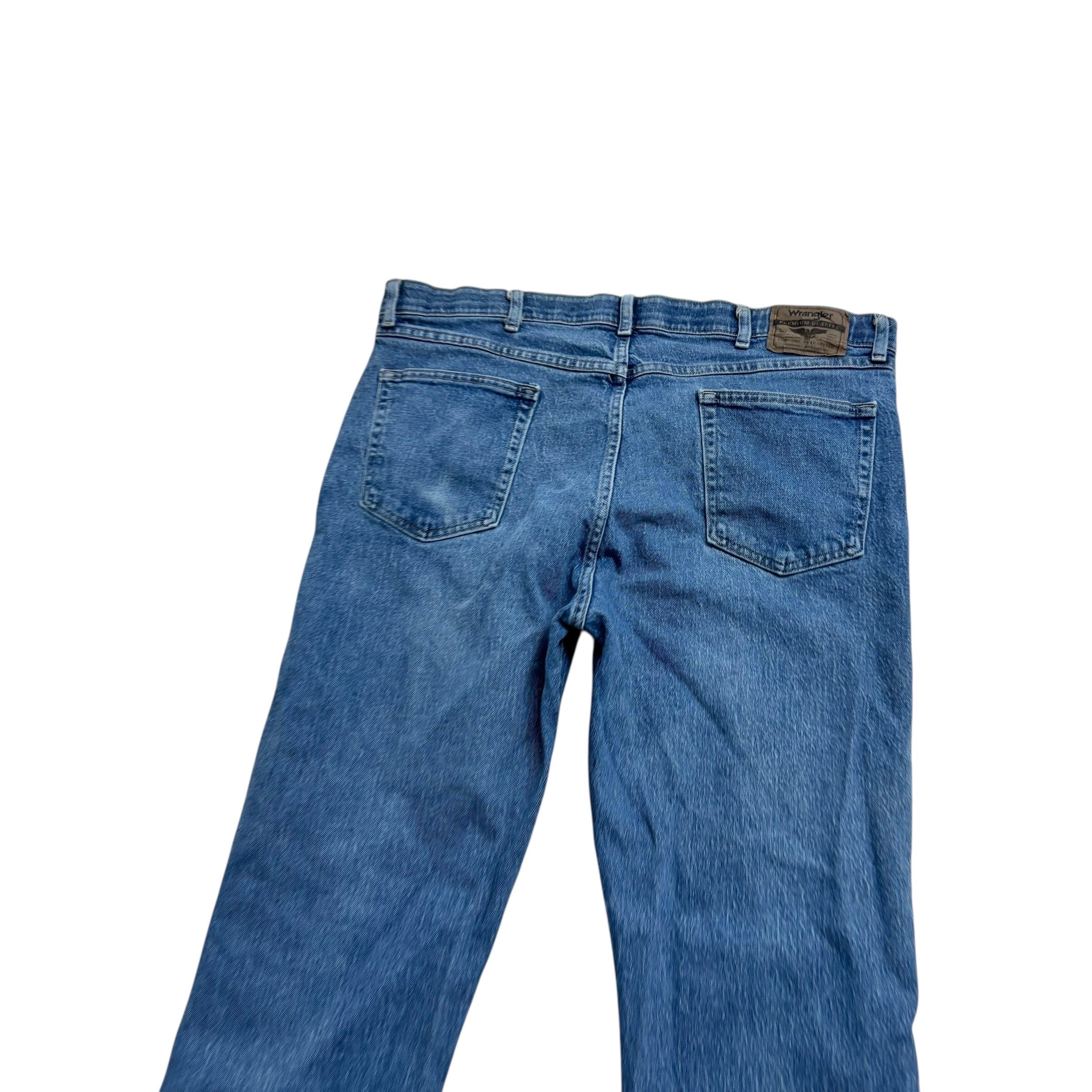 Wrangler Jeans W38 L30 Mens Mid Blue Regular Straight Fit Stretch Denim