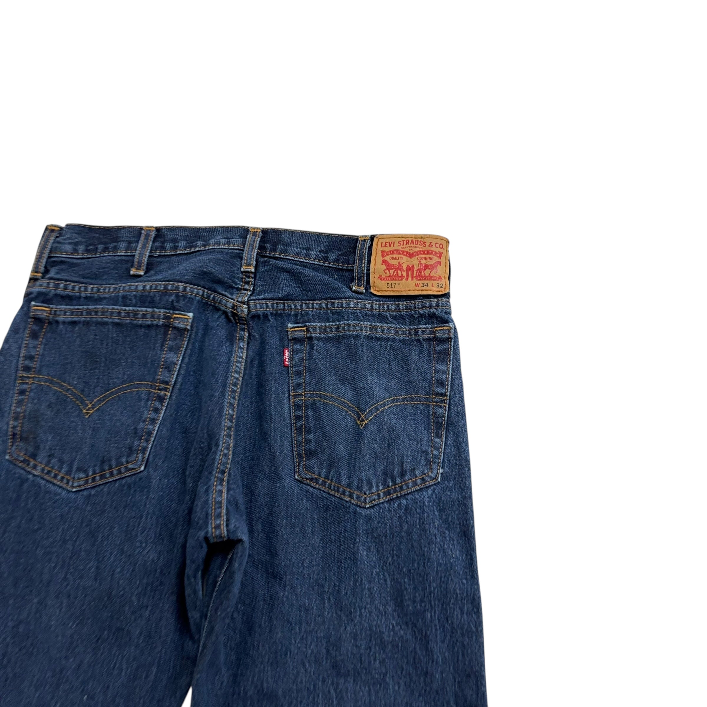 Levis 517 Jeans W34 L32 Mens Dark Blue Regular Bootcut Fit Denim (F)